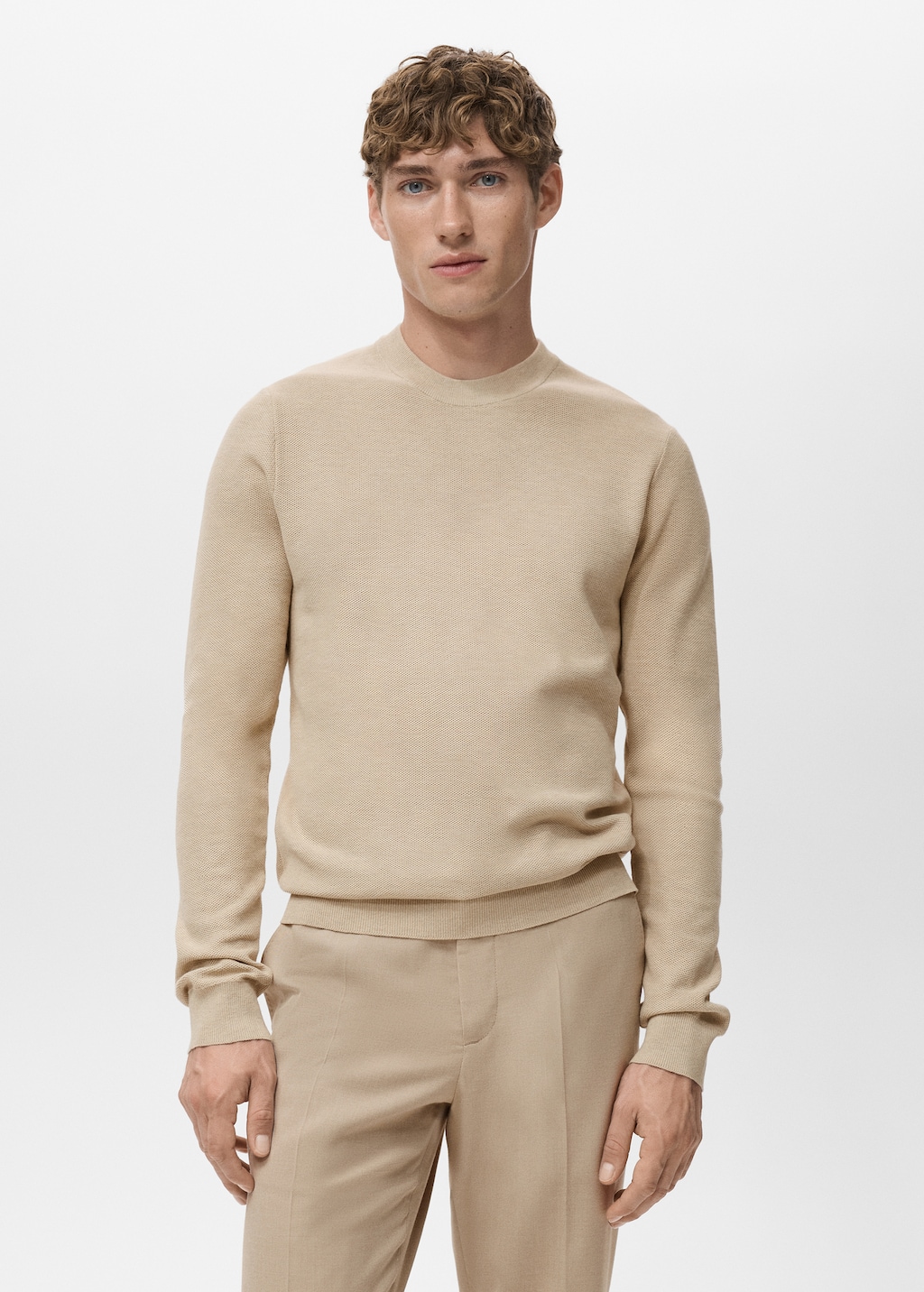 Microstructured cotton knitted sweater