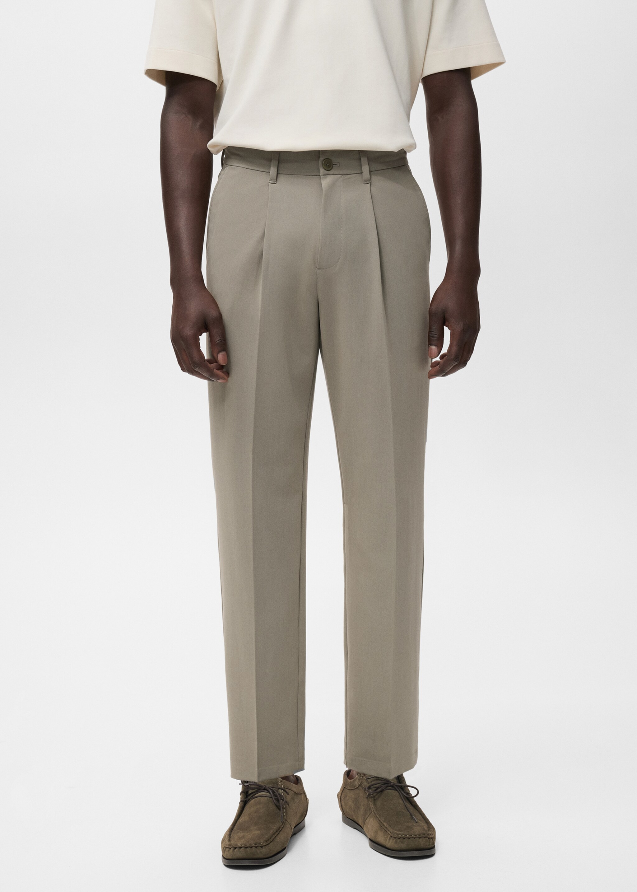Fluid straight-leg pants - Μεσαίο πλάνο, Γκρι Βιζόν. Ref: 17055146-00.