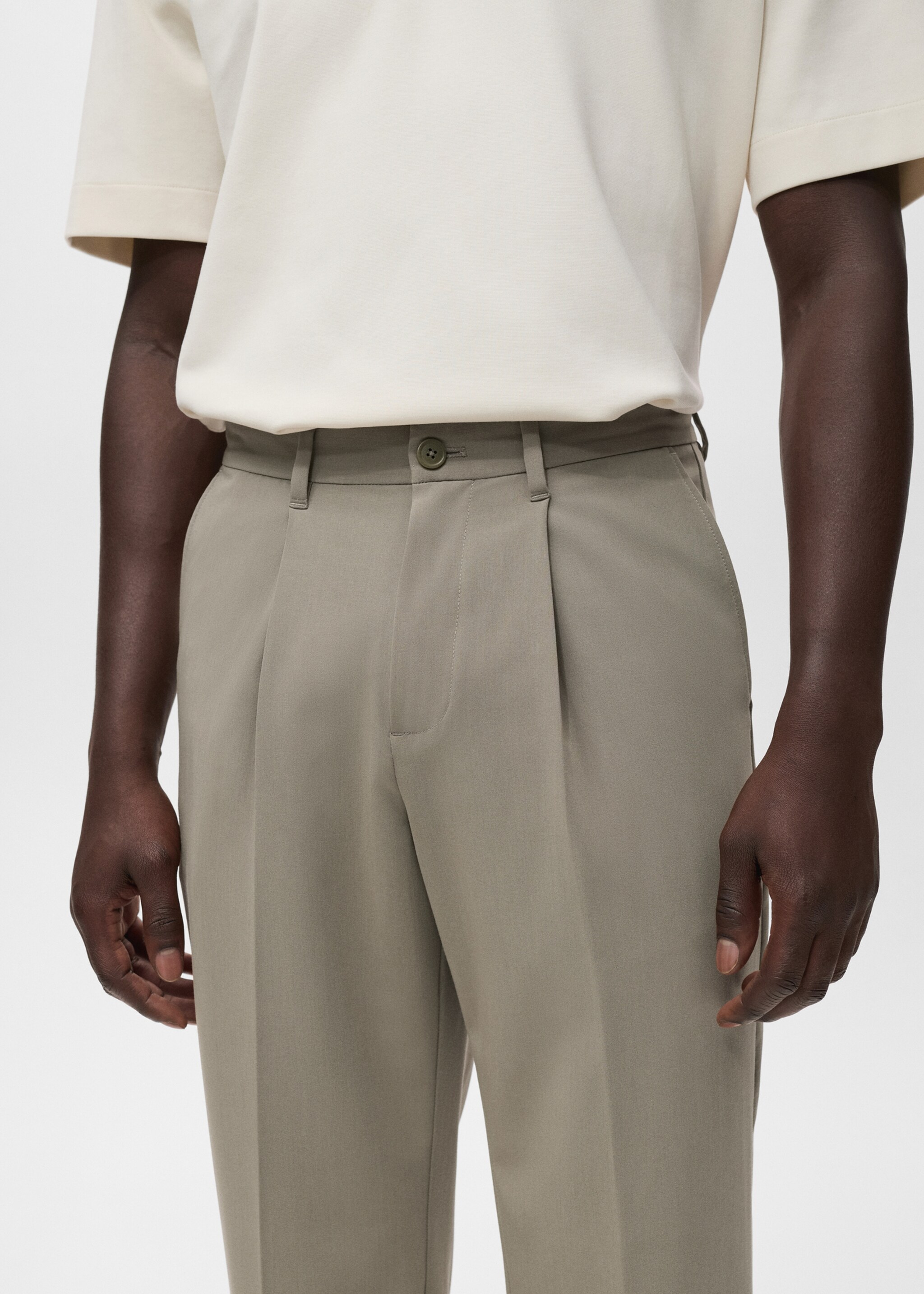 Fluid straight-leg pants - Λεπτομέρεια του προϊόντος 1, Γκρι Βιζόν. Ref: 17055146-00.
