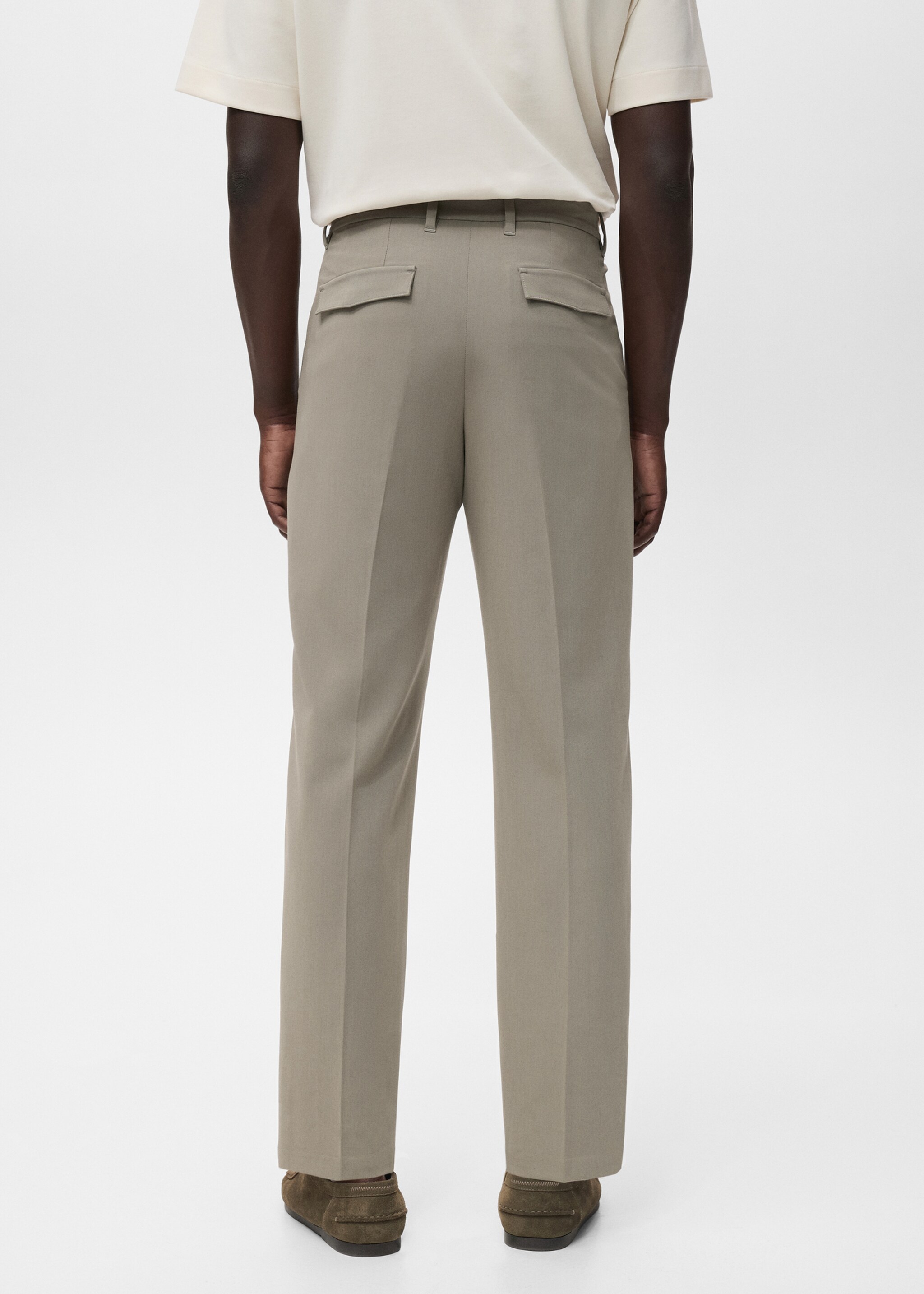 Fluid straight-leg pants - Πίσω όψη προϊόντος, Γκρι Βιζόν. Ref: 17055146-00.