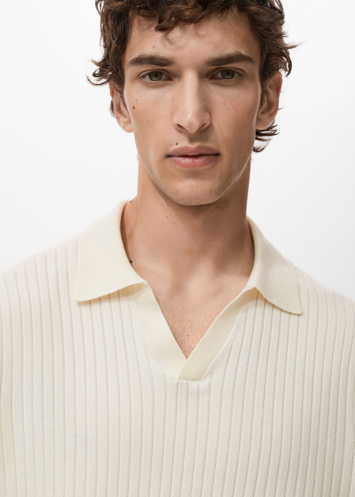 Ribbed knitted polo sweater - Details of the article 1