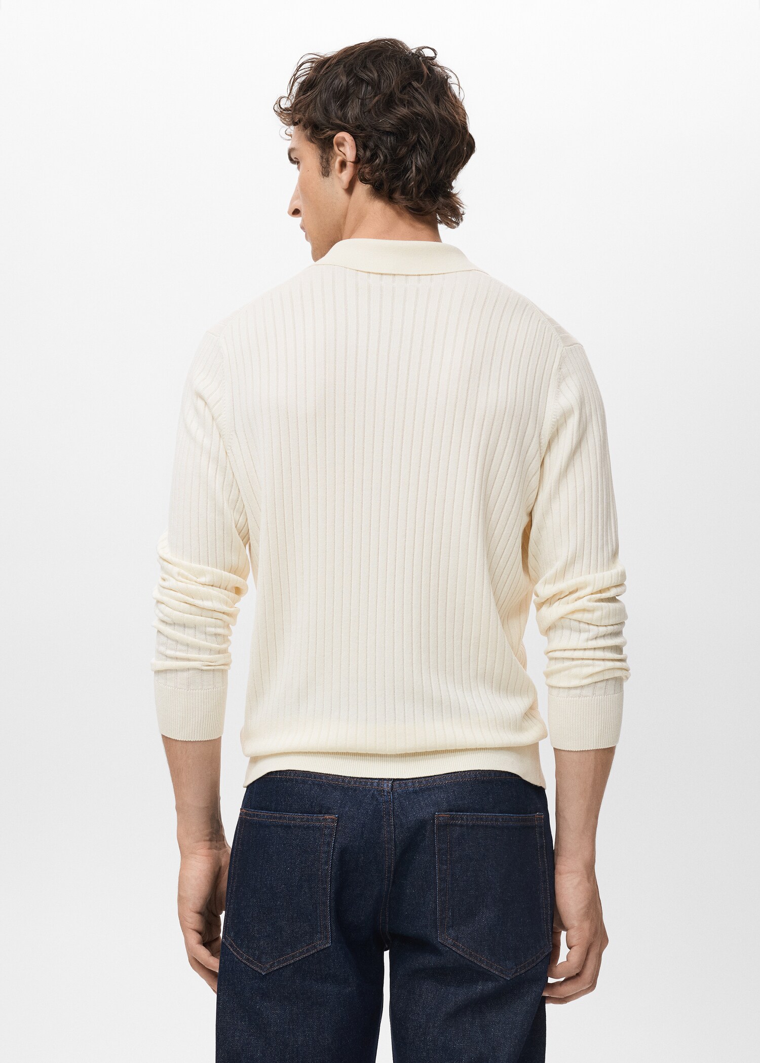 Ribbed knitted polo sweater - Reverse of the article