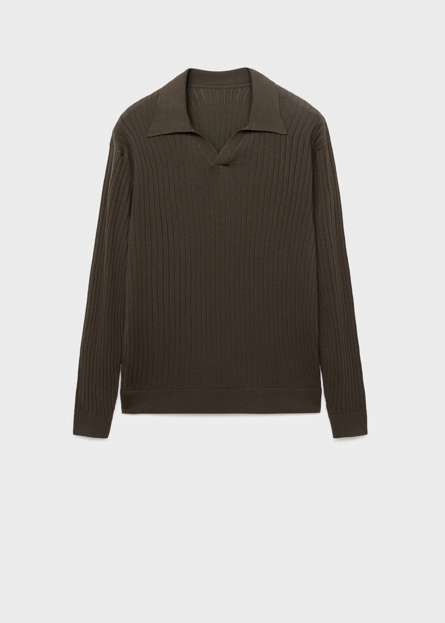 Ribbed knitted polo sweater - Article without model