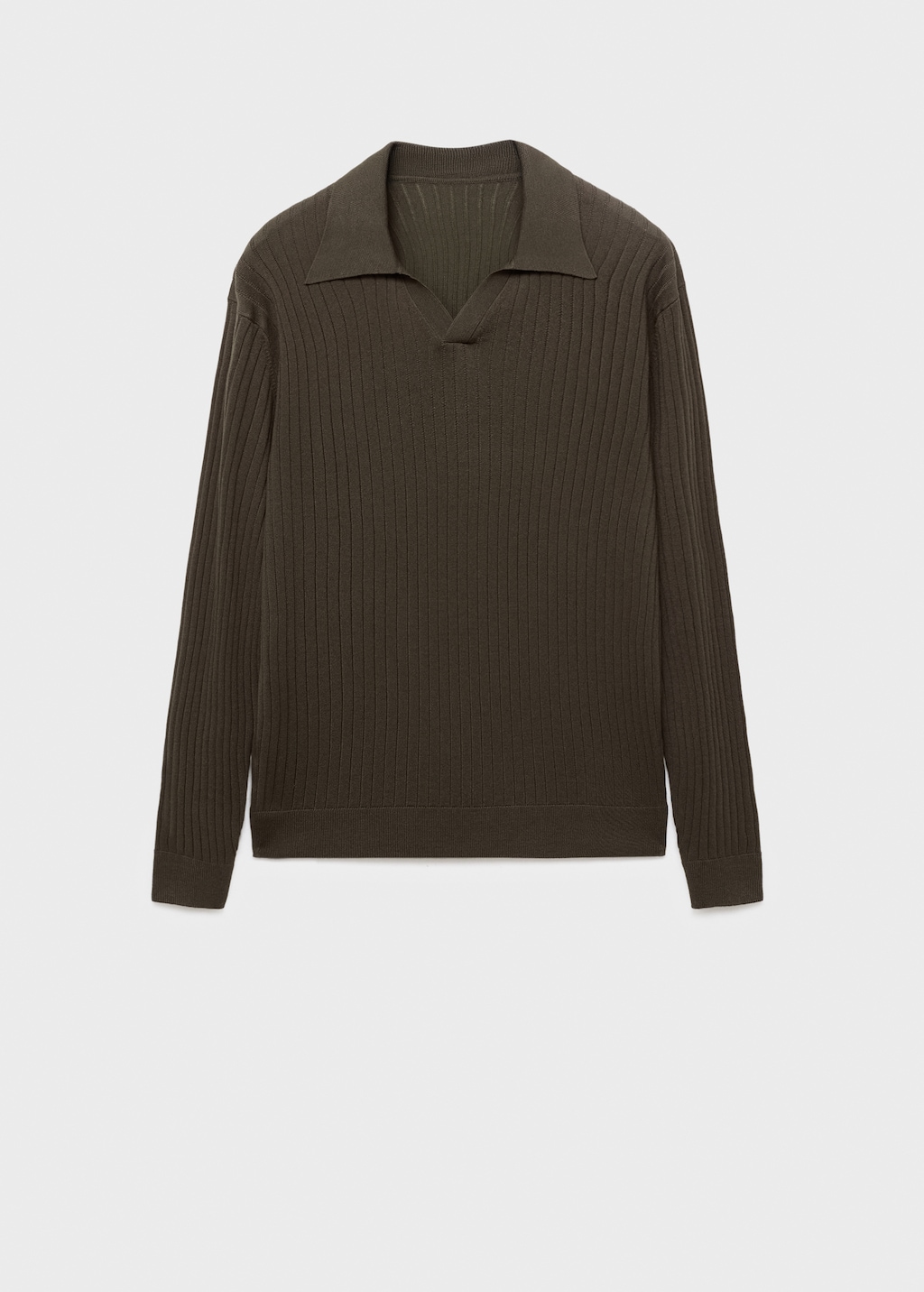 Ribbed knitted polo sweater