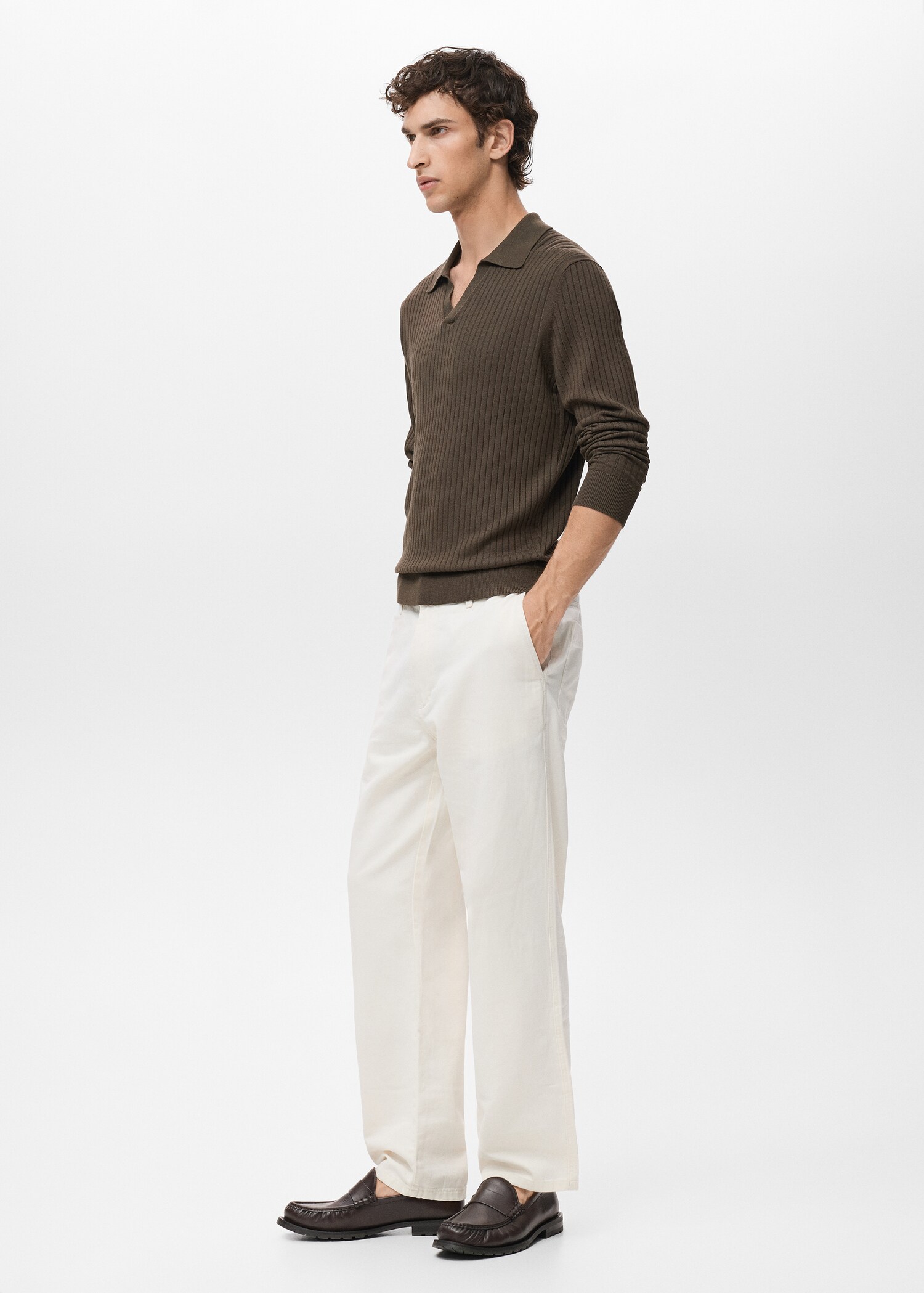 Ribbed knitted polo sweater - Details of the article 2