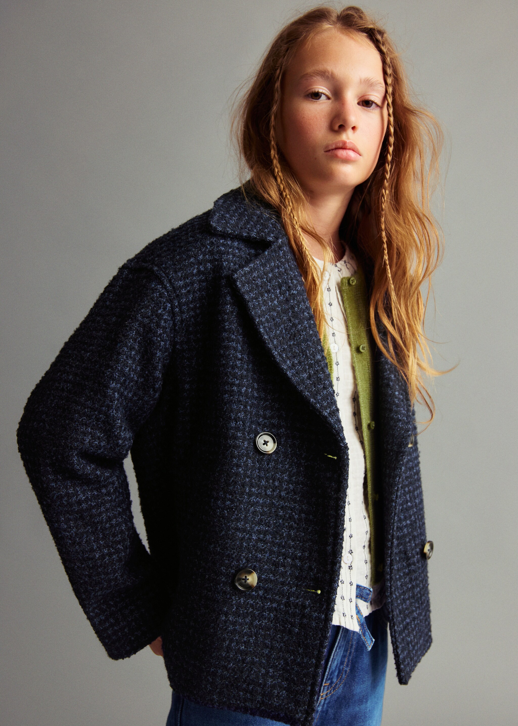 Wool tweed jacket - Medium plane, Navy. Ref: 17055156-00.