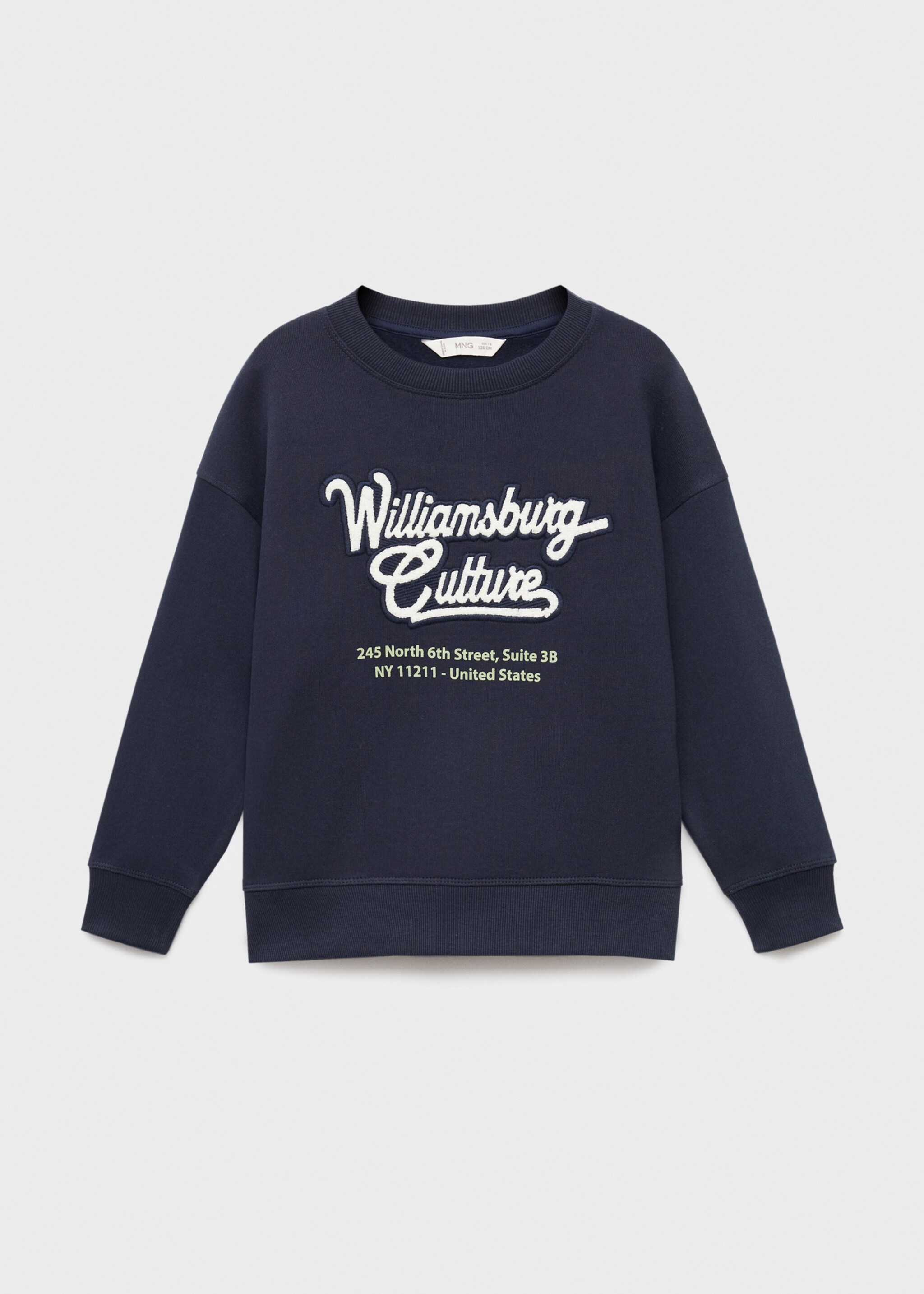 Printed embroidered sweatshirt - Article without model, Navy. Ref: 17055161-00.