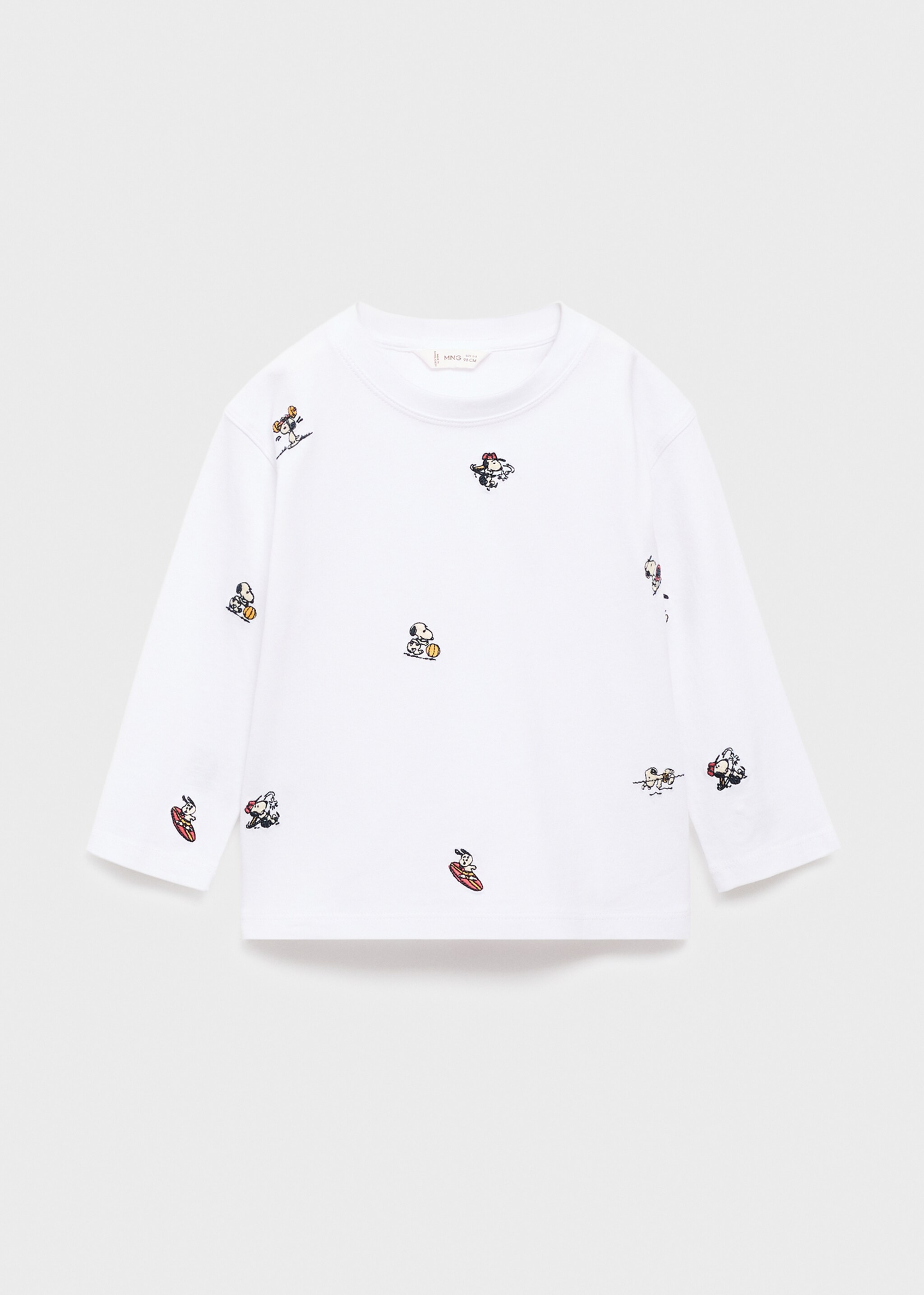 Snoopy embroidered t-shirt - Article without model, White. Ref: 17055162-00.