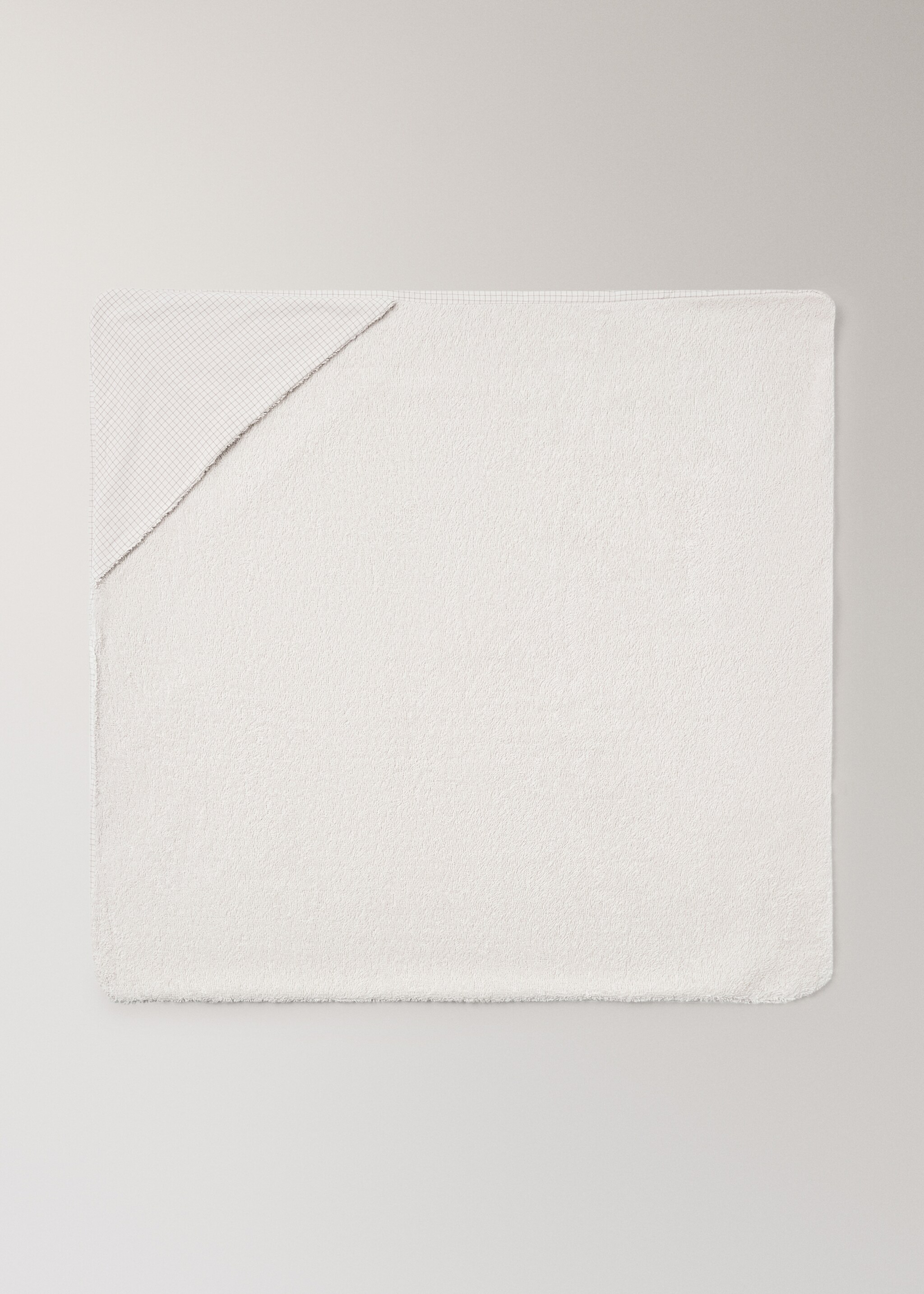 Children's bath towel, cotton with checkered detail - Article without model, Medium Brown. Ref: 17055168-00.