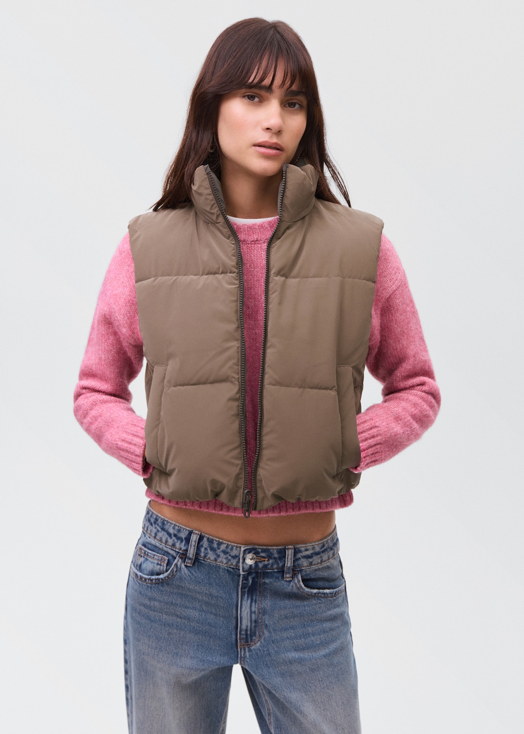 Cropped quilted vest