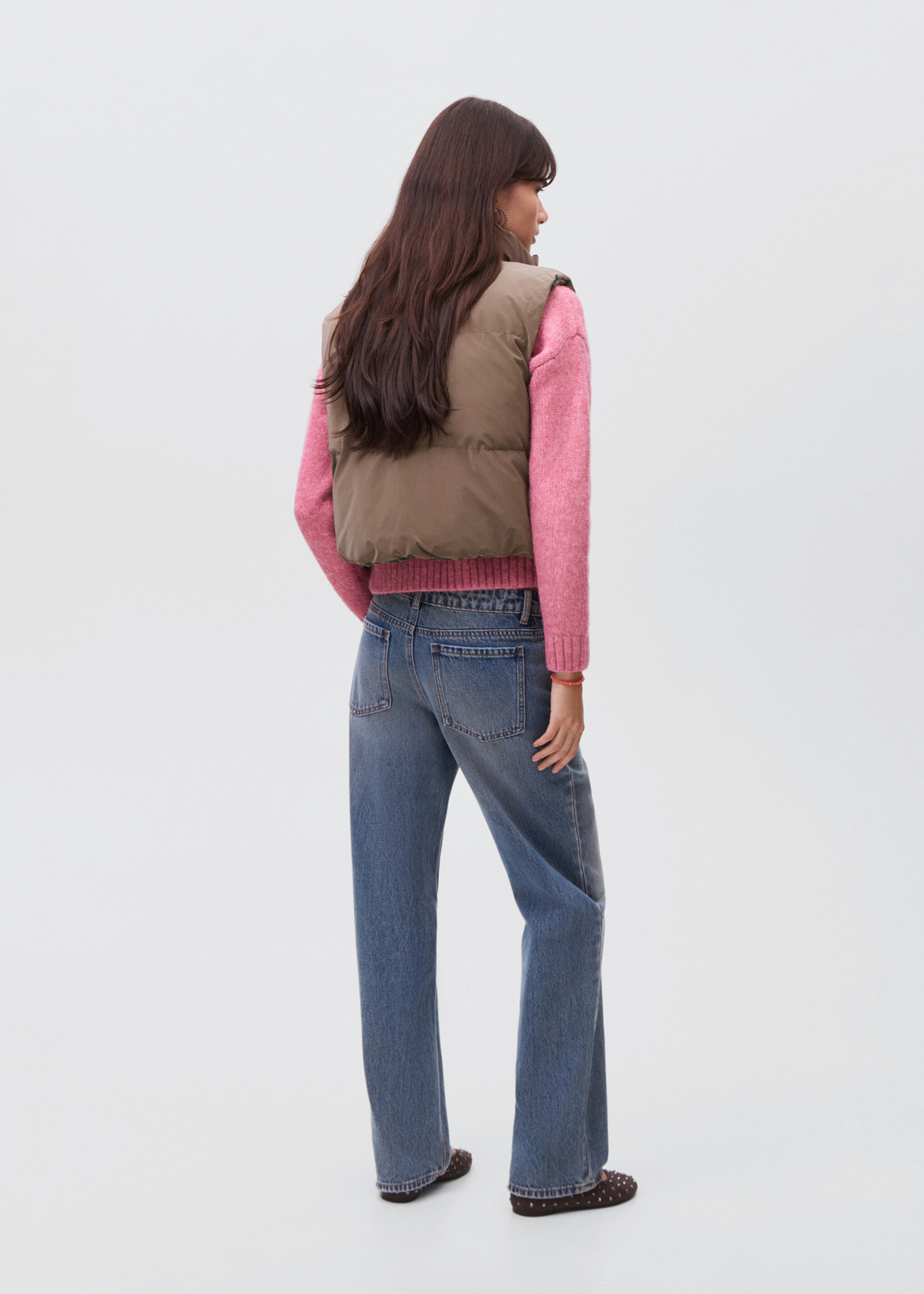Cropped quilted gilet - Reverse of the article, Brown. Ref: 17055783-00.