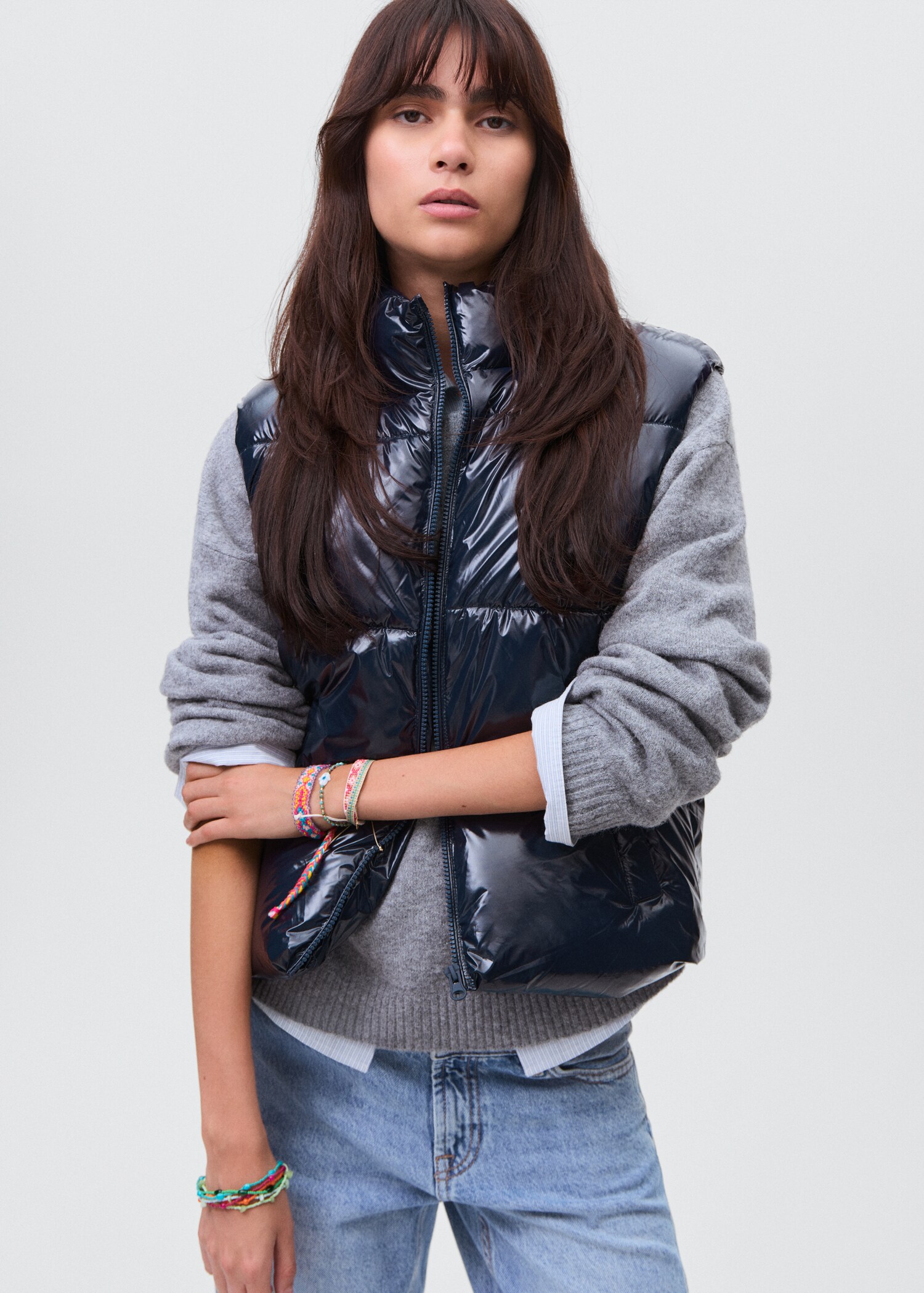 Shiny quilted gilet - Medium plane