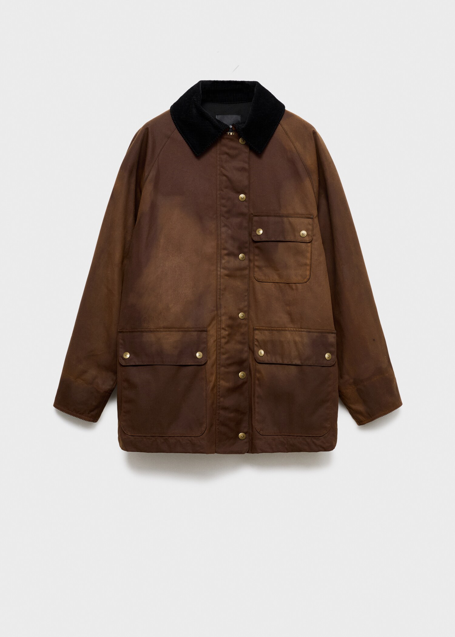 Waxed-effect parka with corduroy collar - Article without model