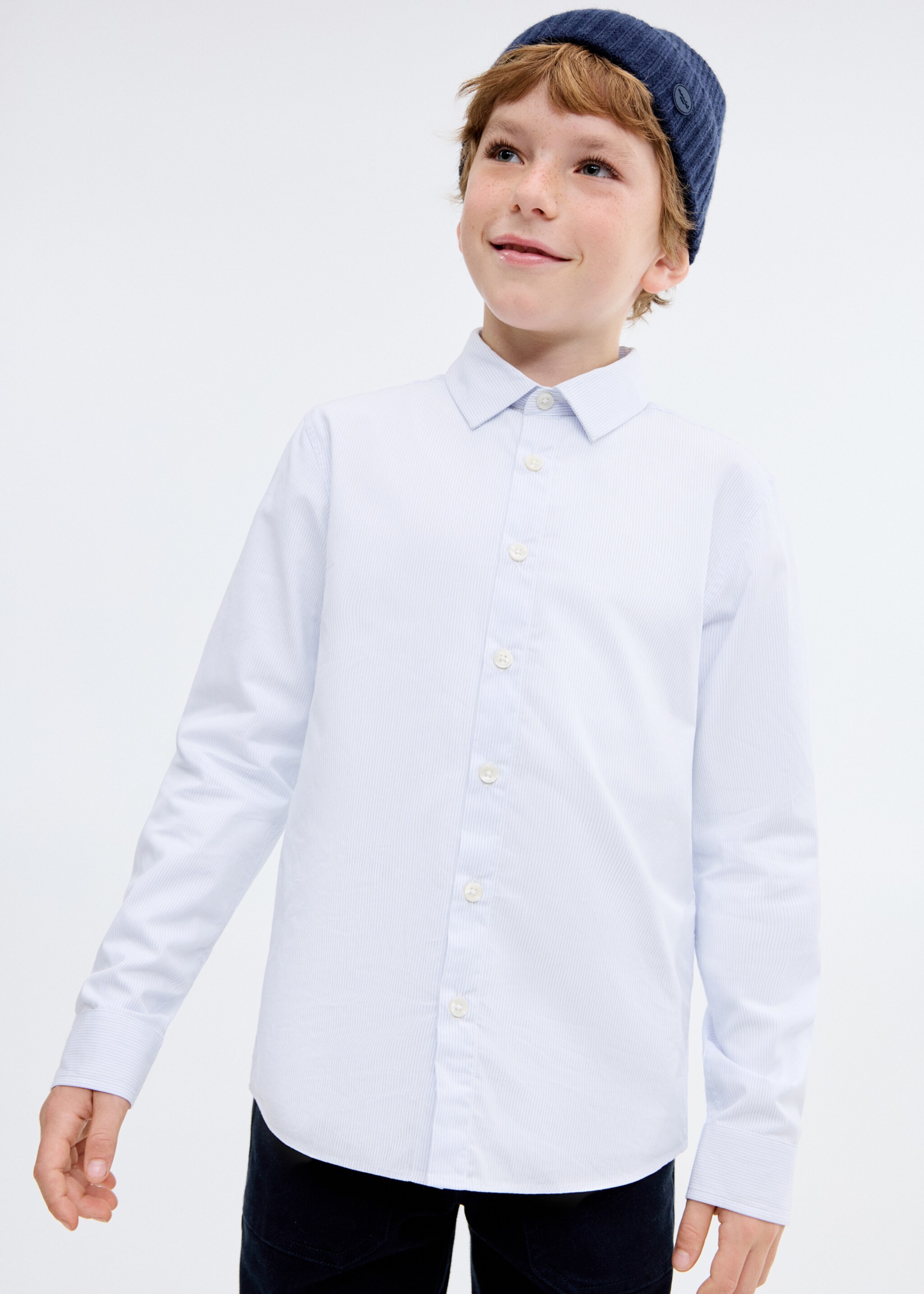 Striped Oxford shirt - Medium plane, Sky Blue. Ref: 17055796-00.