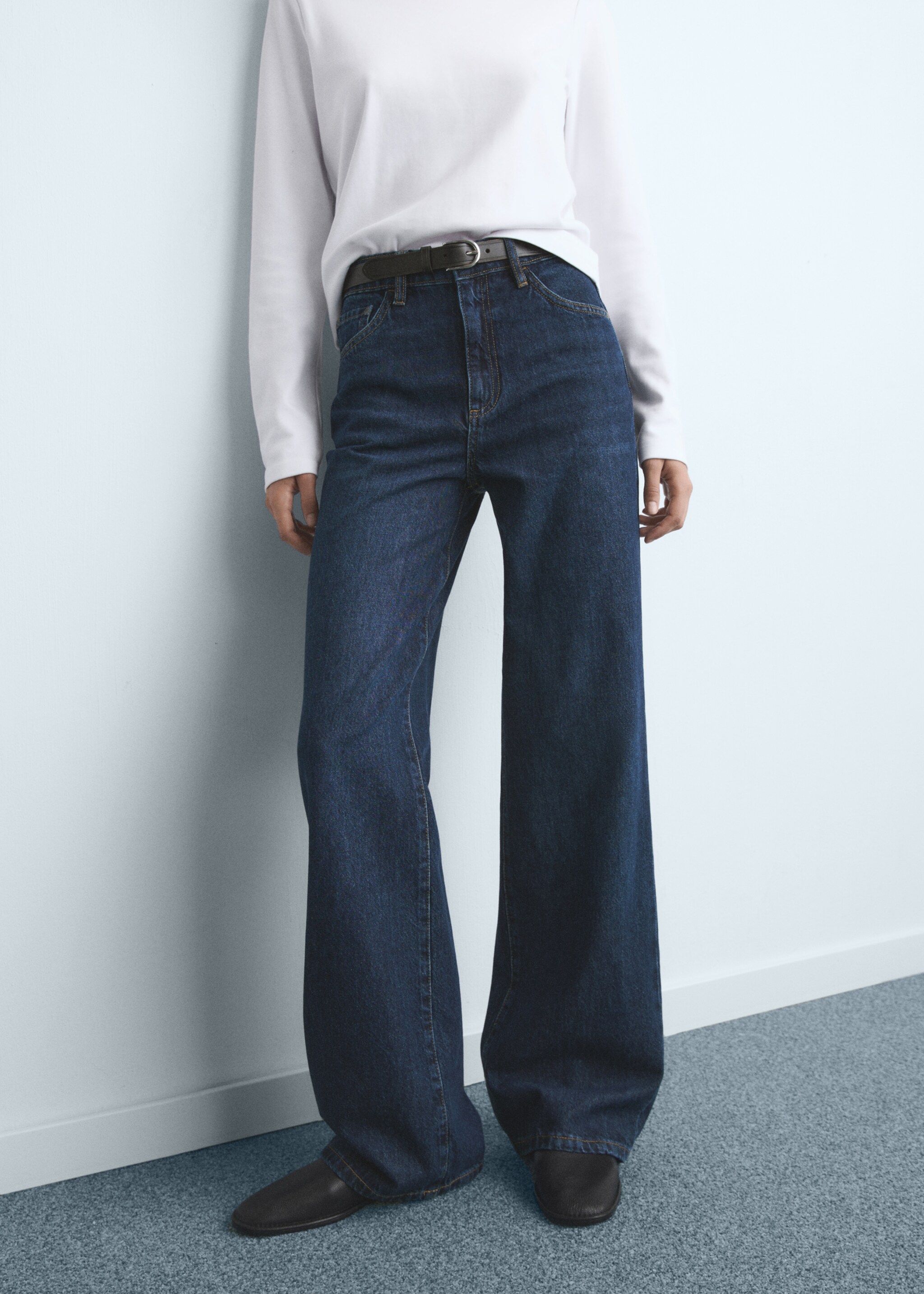 Jean Danila wideleg taille haute - Plan moyen, Bleu foncé. Ref: 17055797-00.