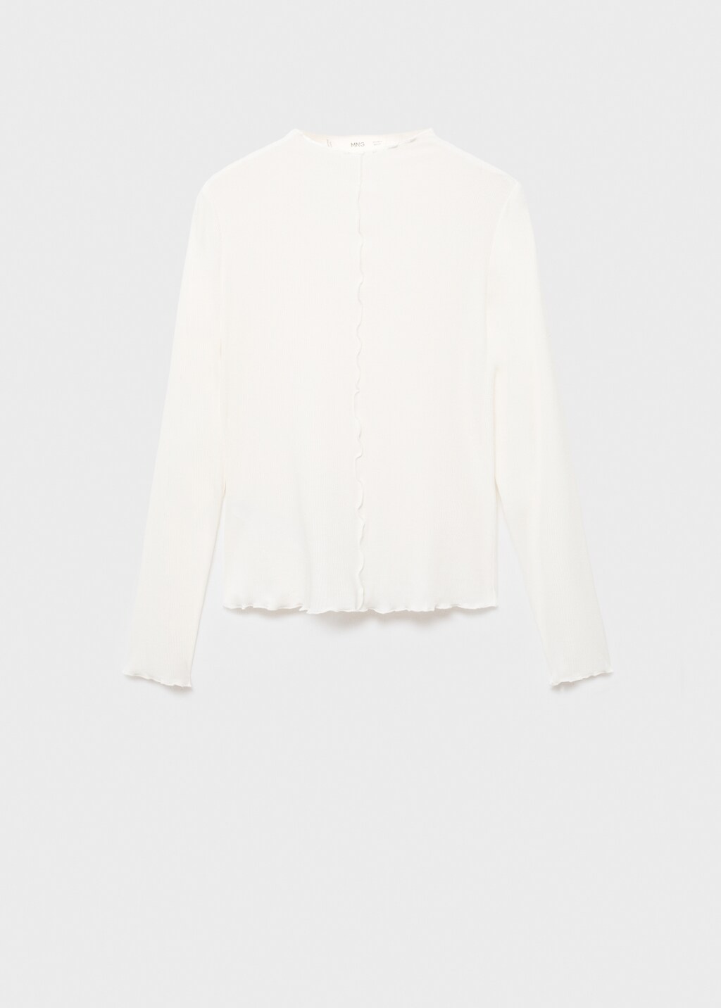 Mango Ribbed t-shirt with scalloped trim