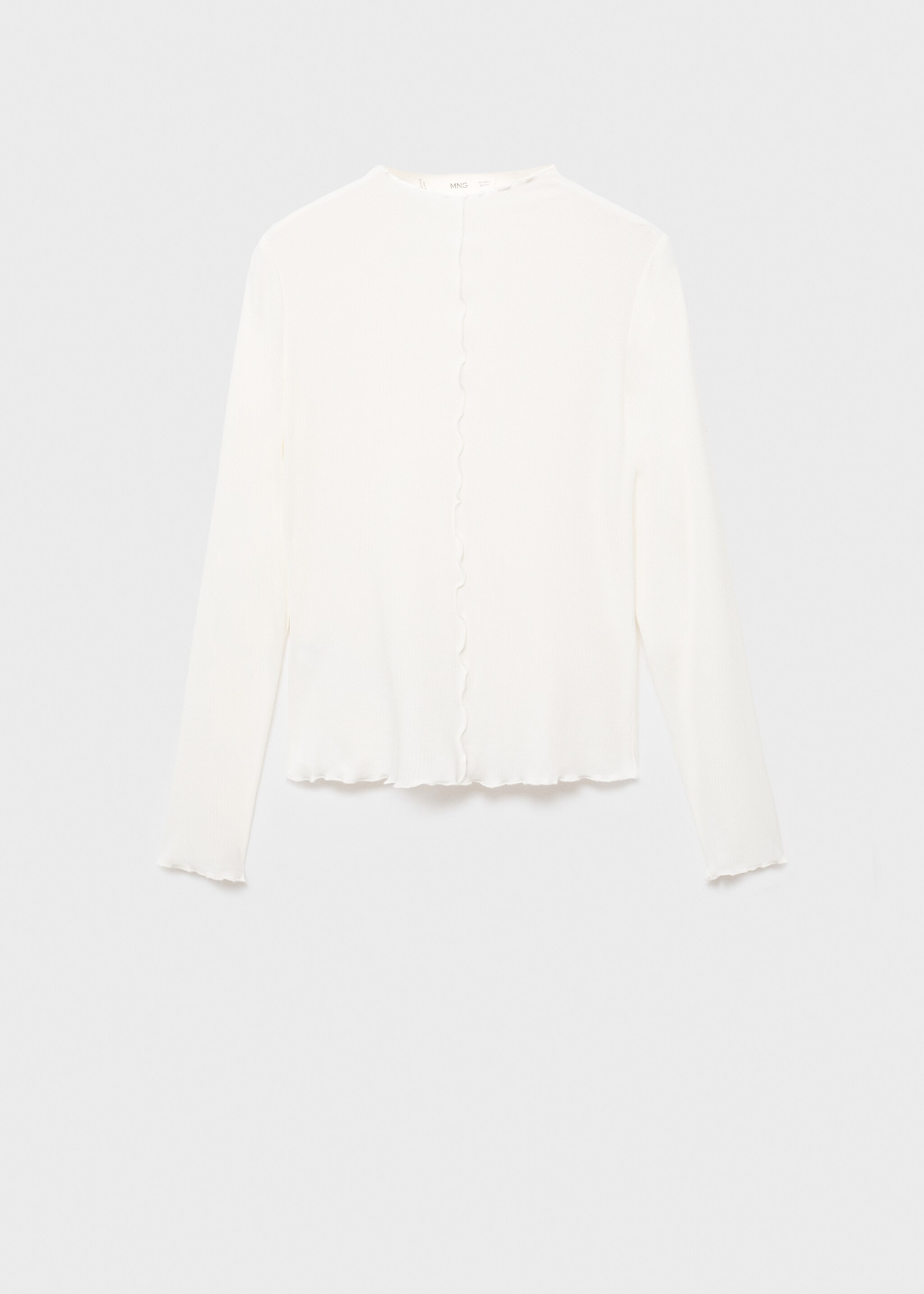 Ribbed T-shirt with scalloped finishes - Article without model, White. Ref: 17055798-00.