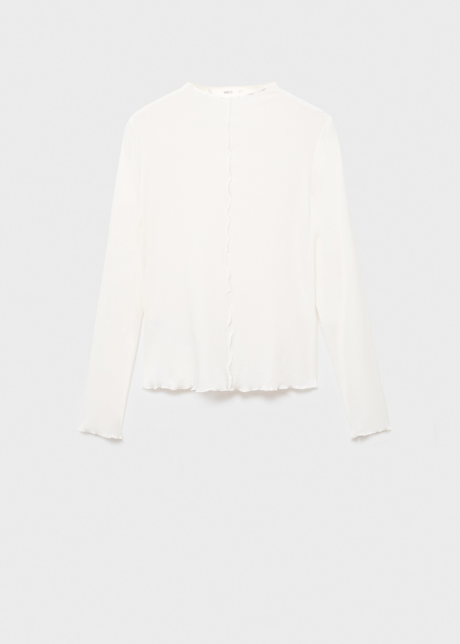 Ribbed T-shirt with scalloped finishes - Article without model