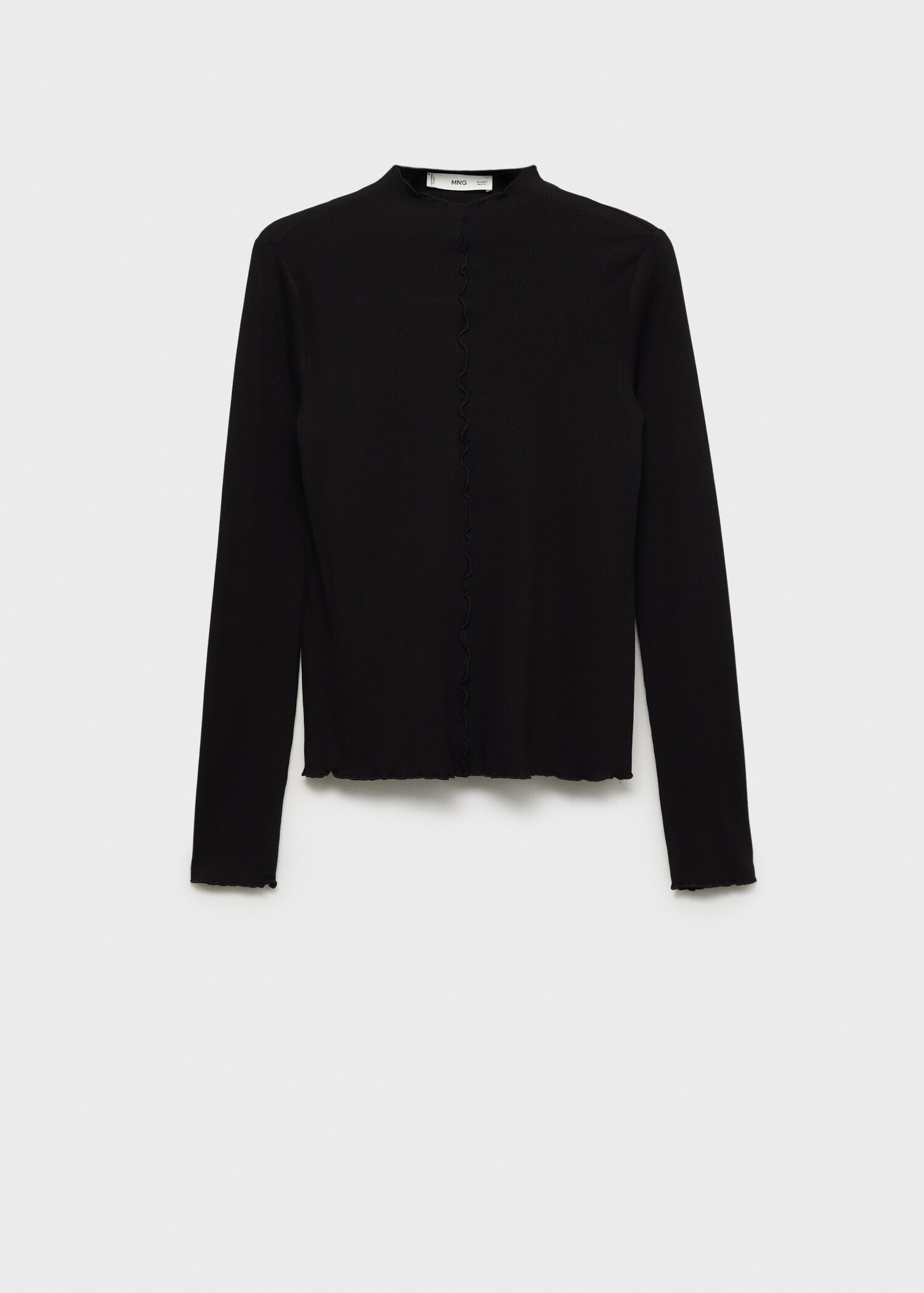 Ribbed T-shirt with scalloped finishes - Article without model