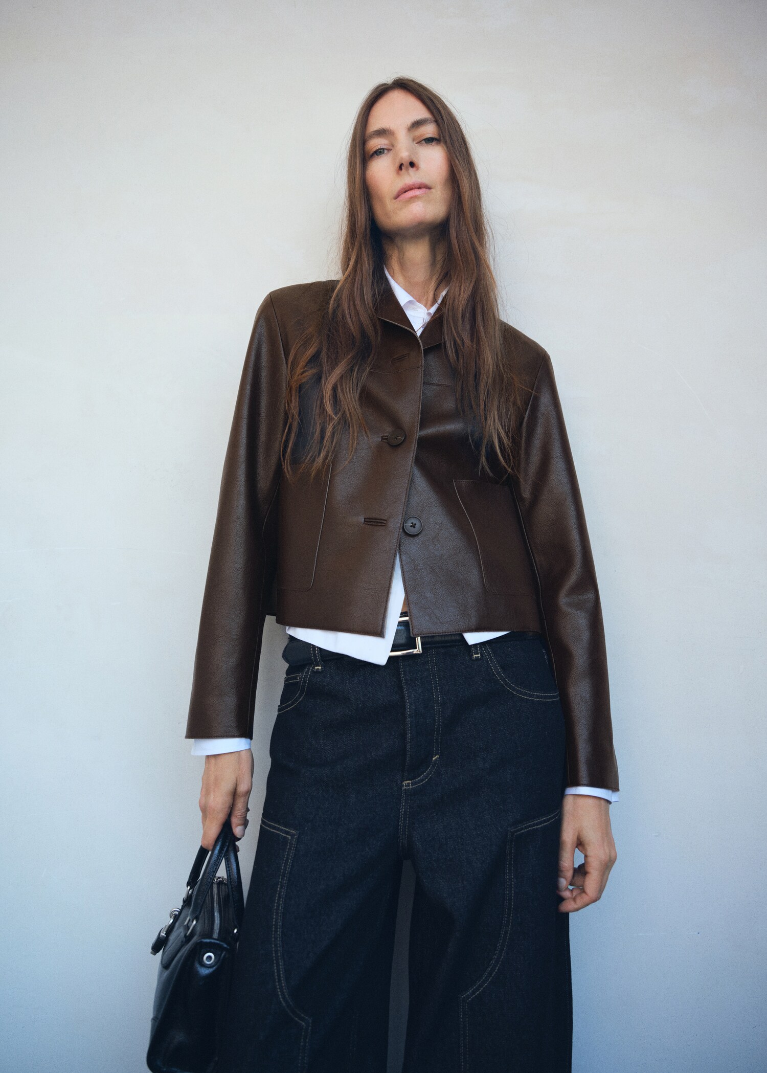 Leather-effect jacket with pockets - Medium plane