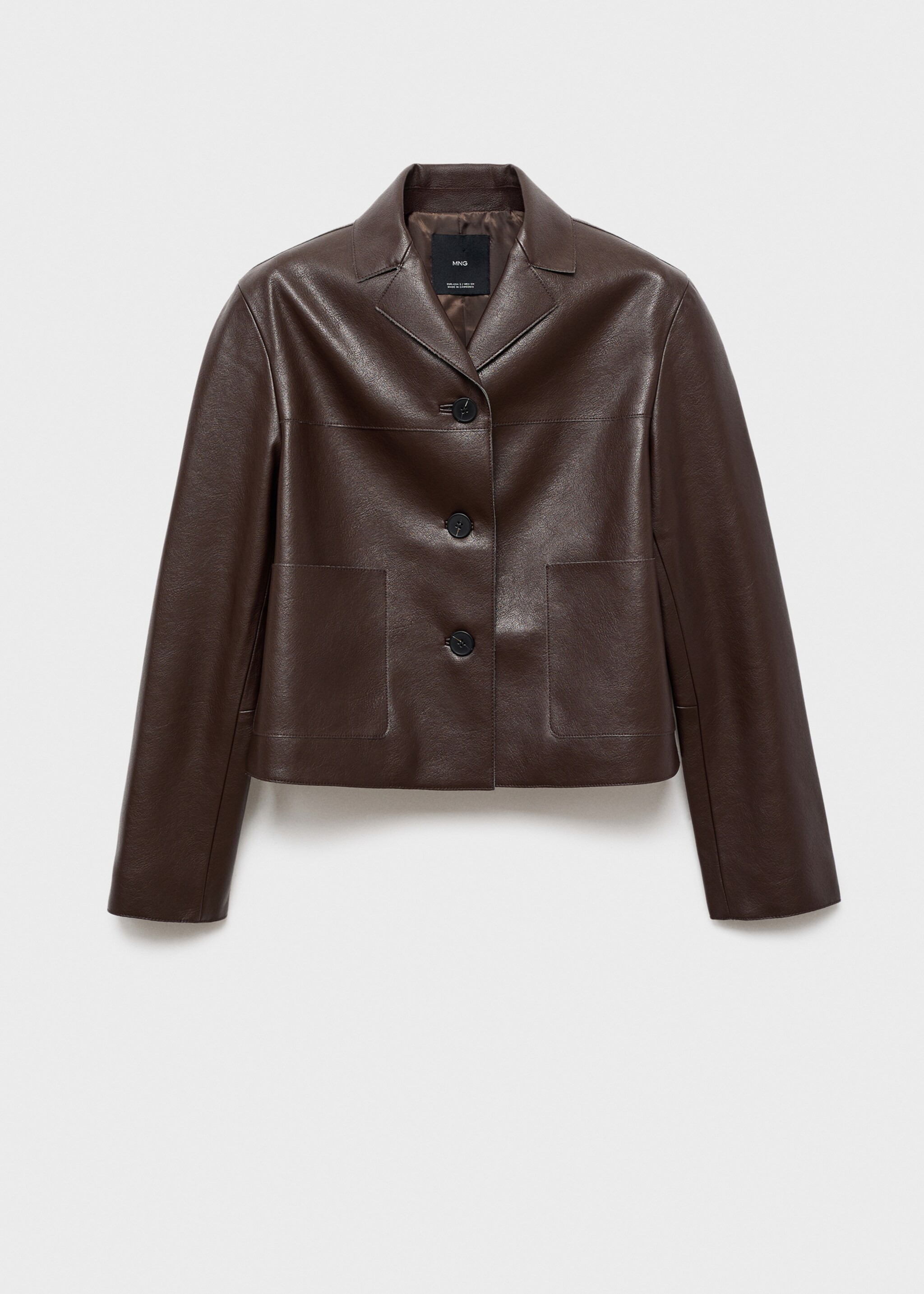 Chaqueta efecto piel bolsillos - Artículo sin modelo, Chocolate. Ref: 17055802-00.