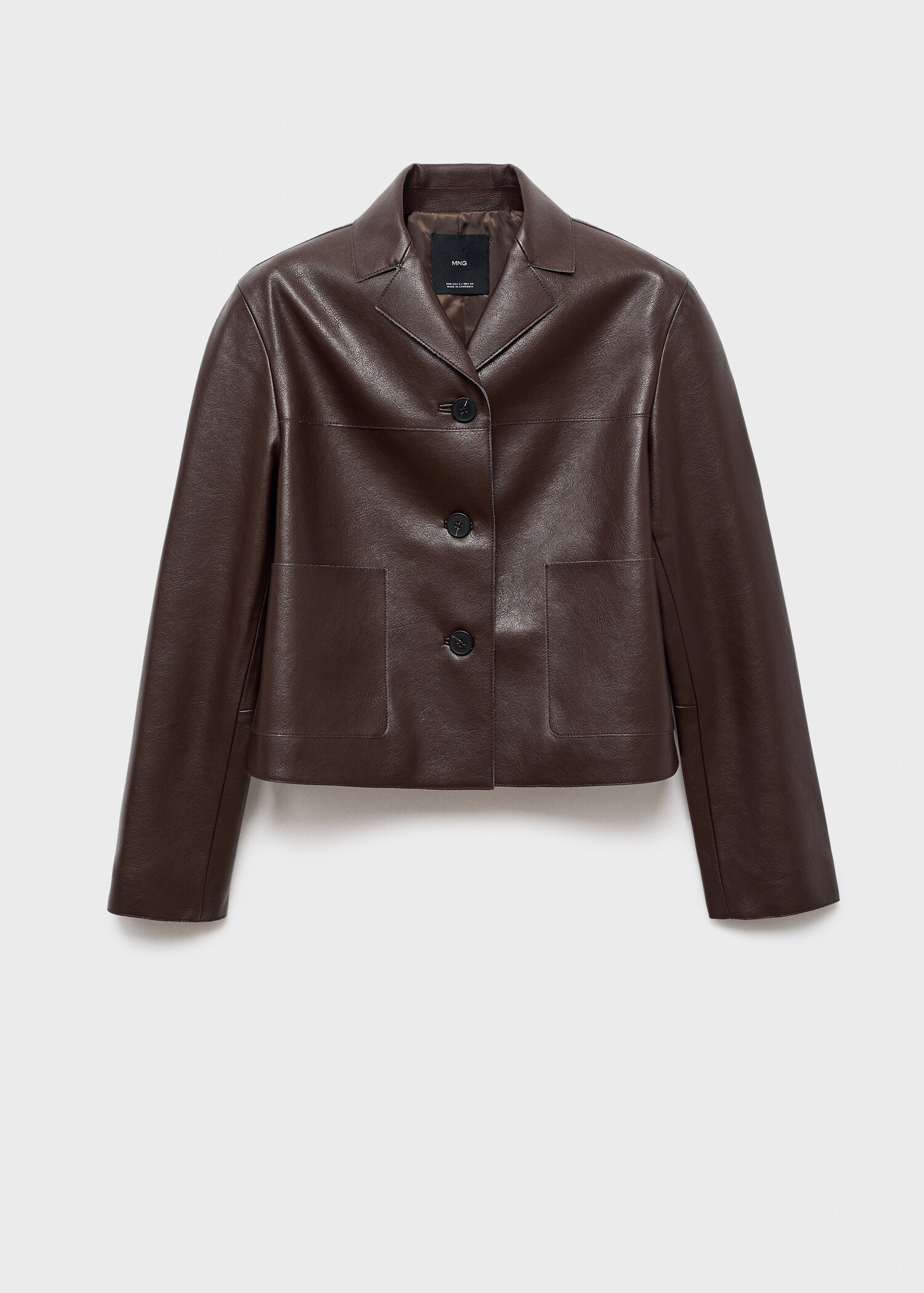 Chaqueta efecto piel bolsillos - Artículo sin modelo