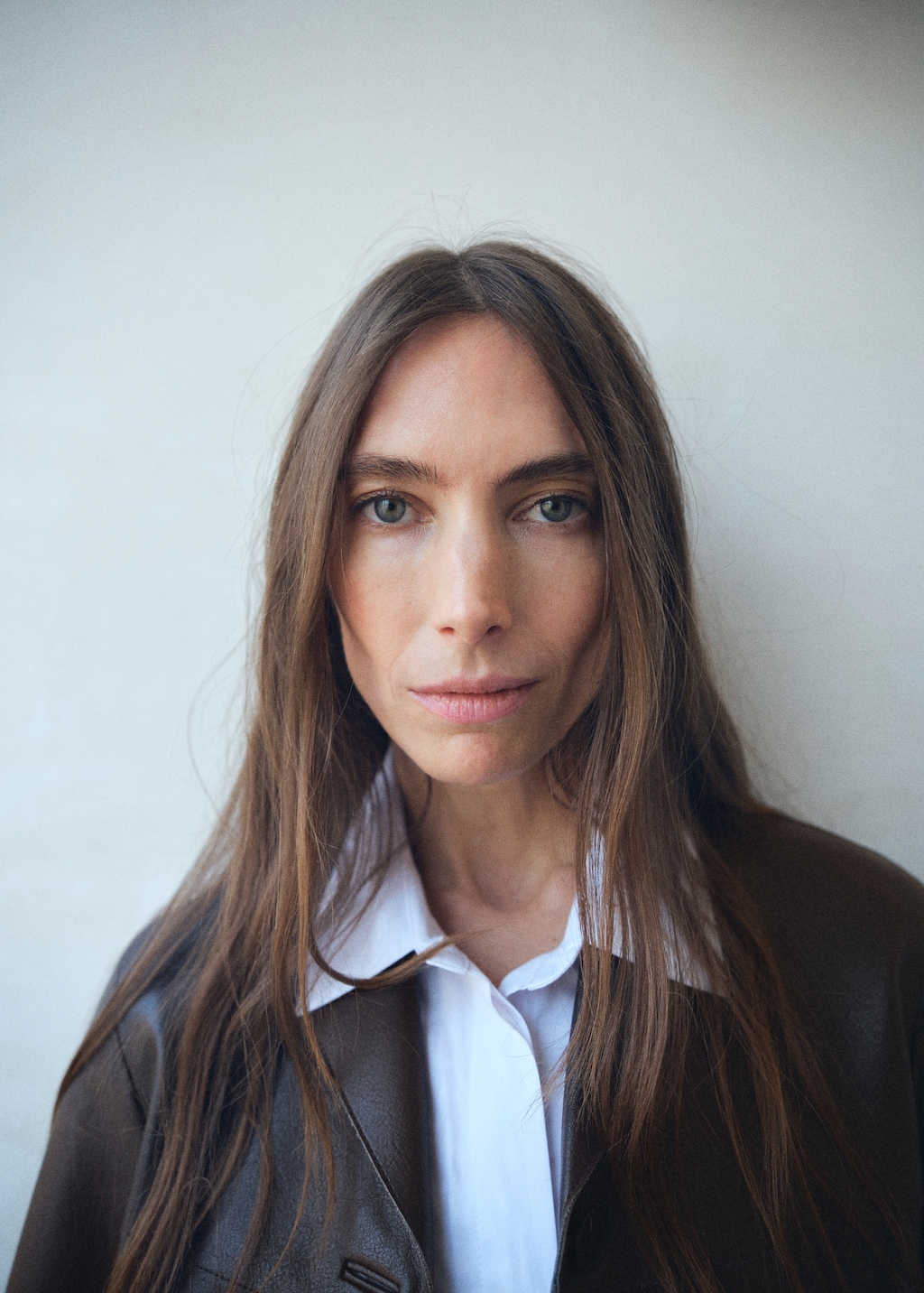 Faux-leather jacket with pockets