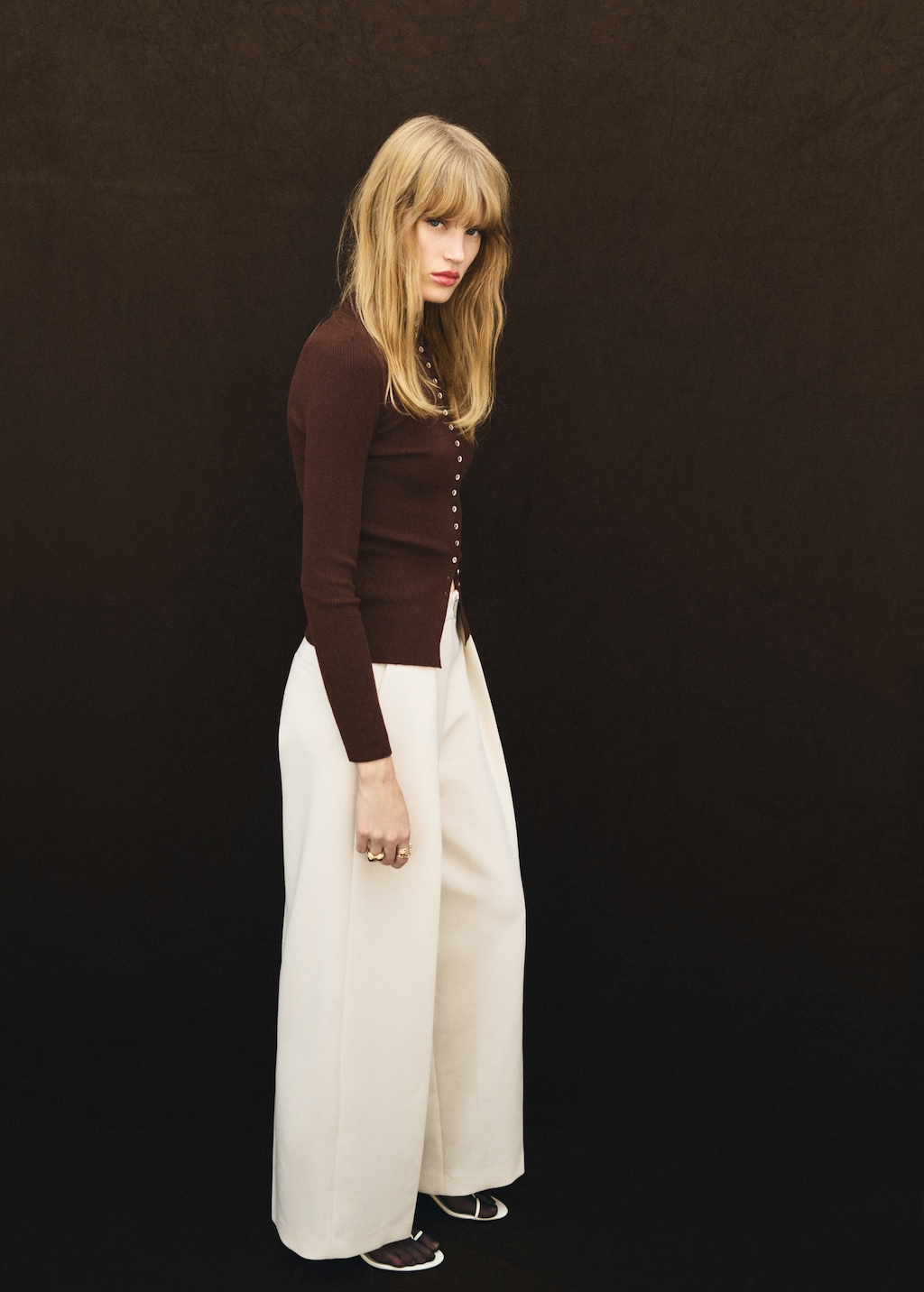 Mango Fine rib knit cardigan