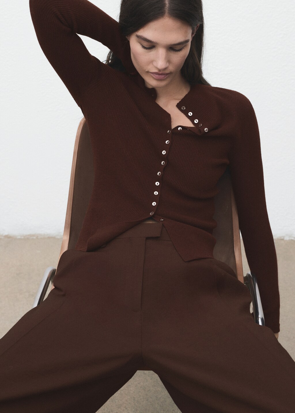 Mango Fine rib knit cardigan