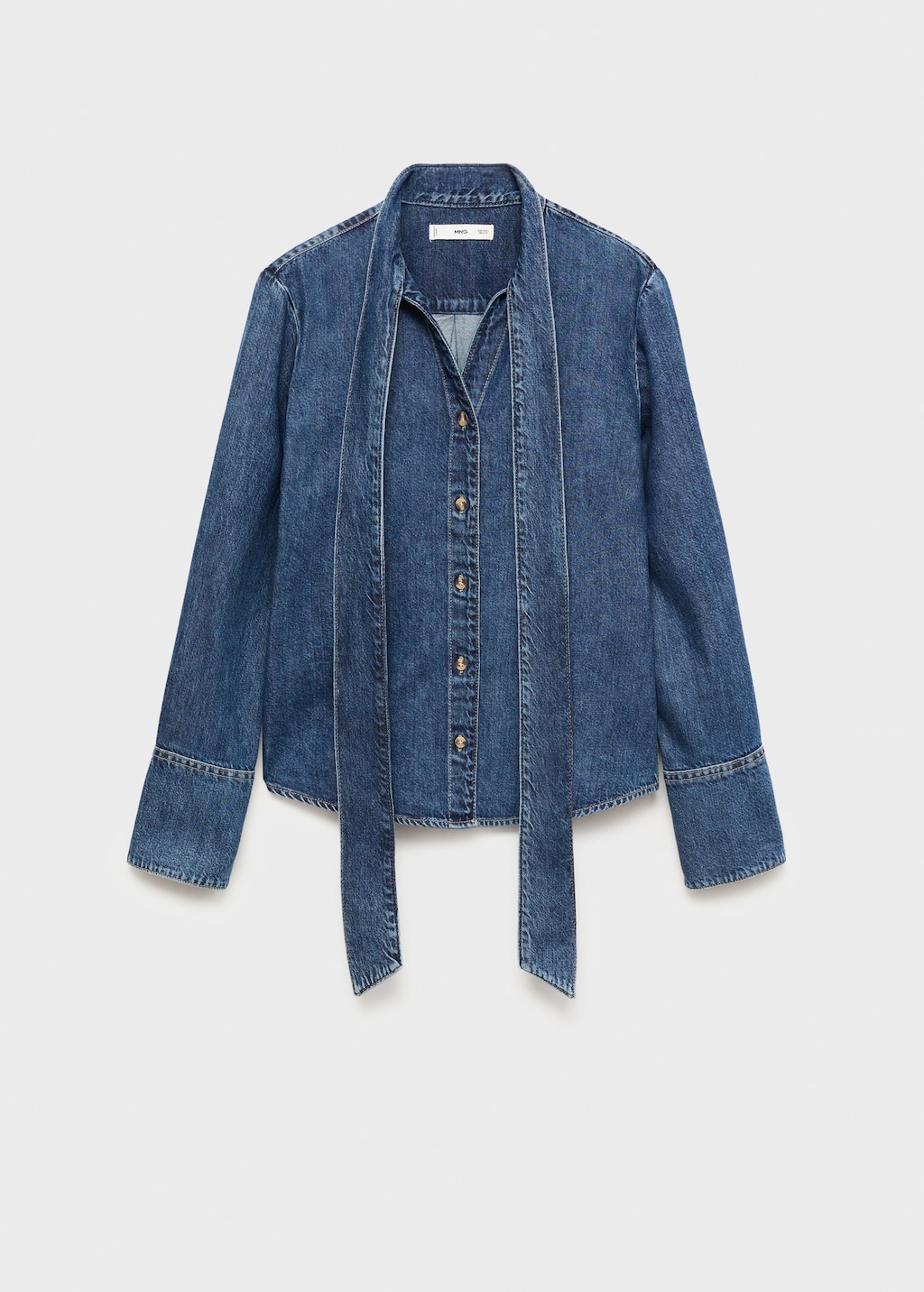 Denim shirt with bow