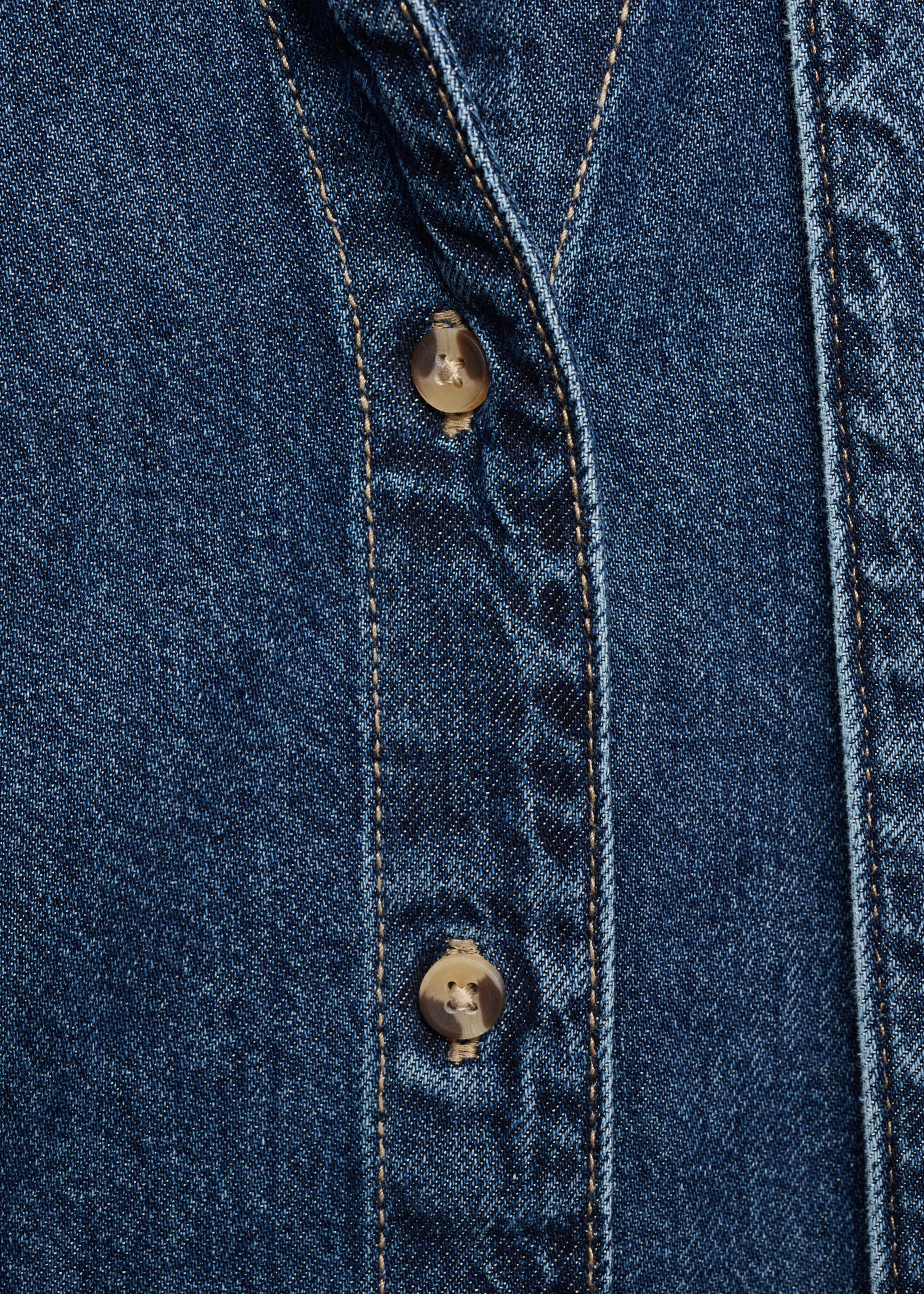 Denim shirt with bow - Details of the article 8, Dark Blue. Ref: 17055805-00.
