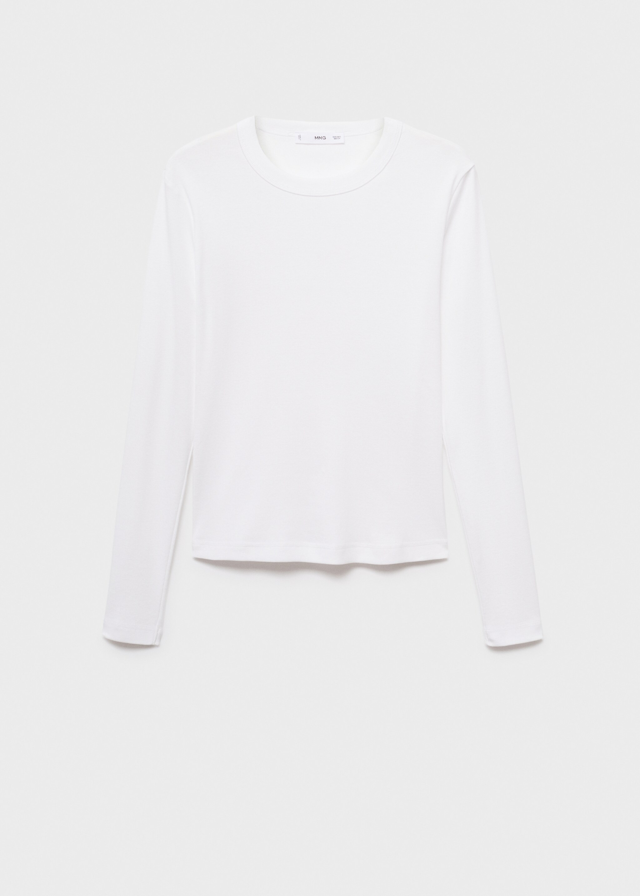 Long sleeve cotton t-shirt - Article without model, White. Ref: 17055814-00.