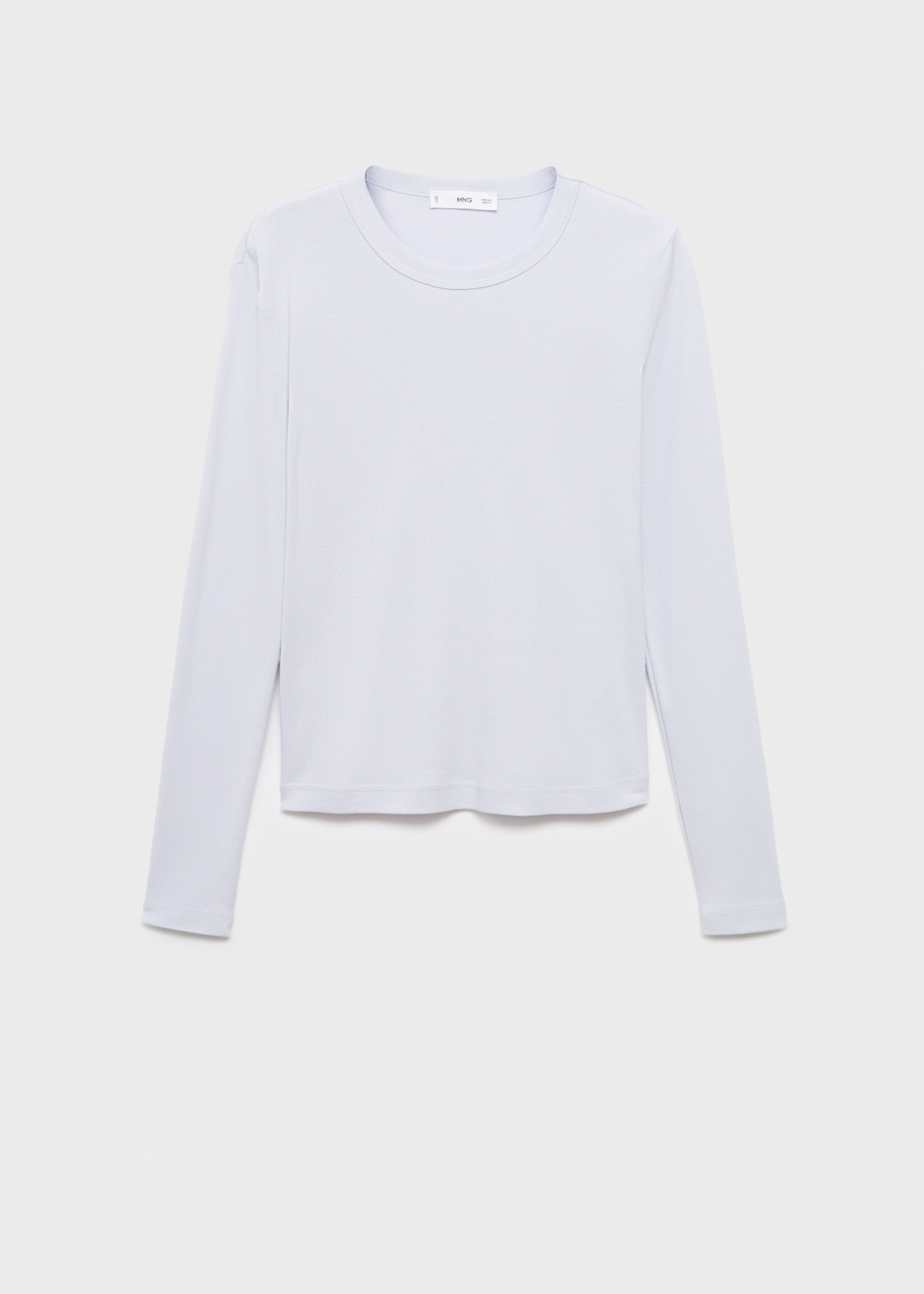 Long sleeve cotton t-shirt - Article without model, Sky Blue. Ref: 17055814-00.