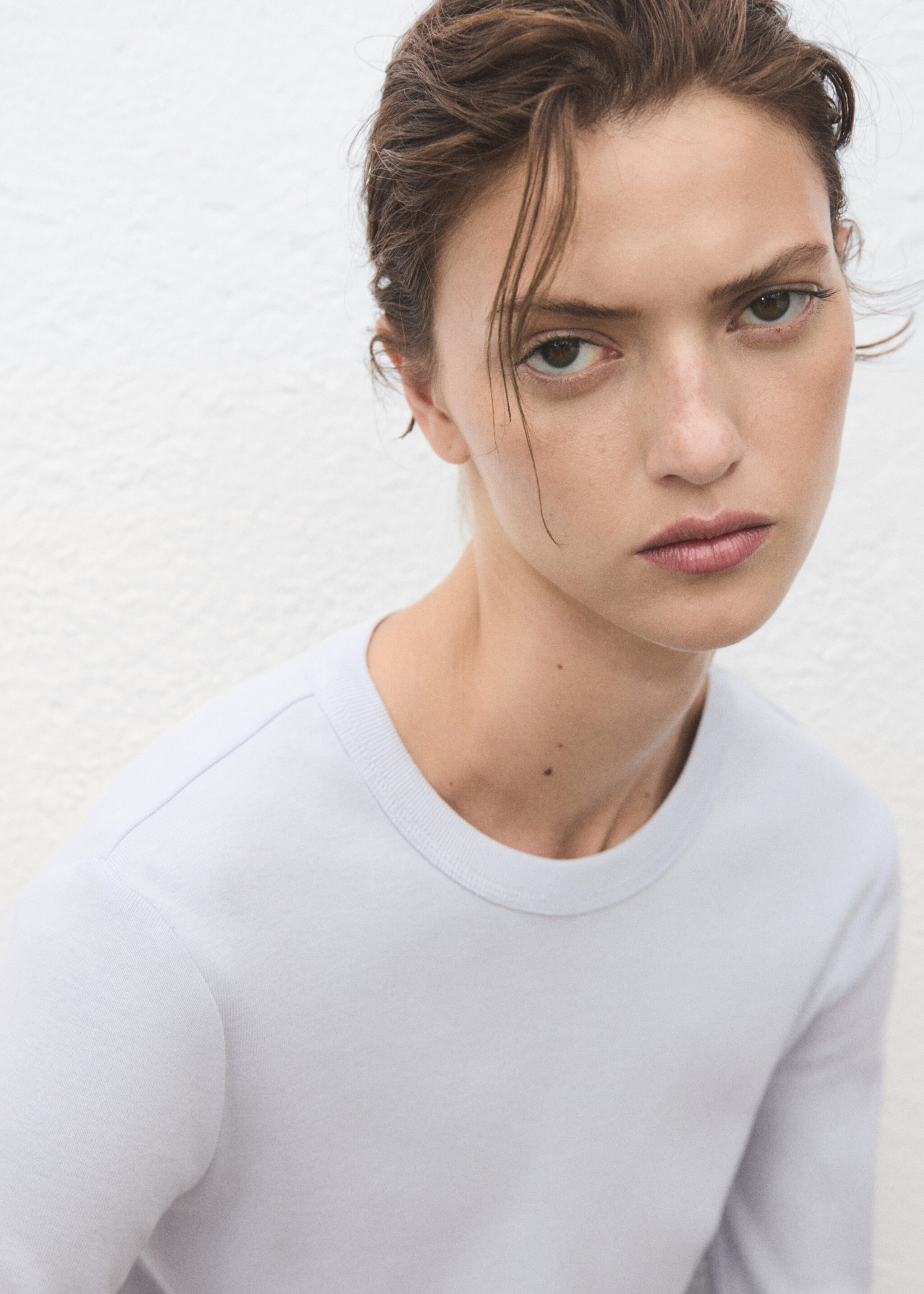 Long sleeve cotton t-shirt - Details of the article 1, Sky Blue. Ref: 17055814-00.
