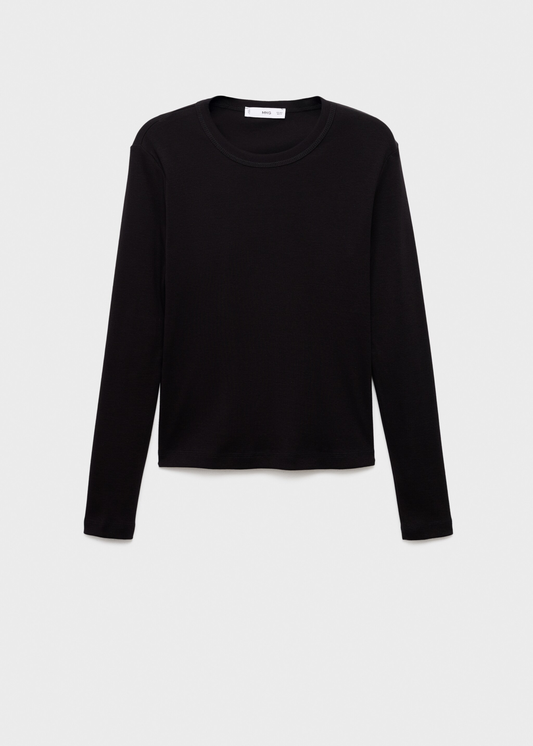 Long sleeve cotton t-shirt - Article without model, Black. Ref: 17055814-00.