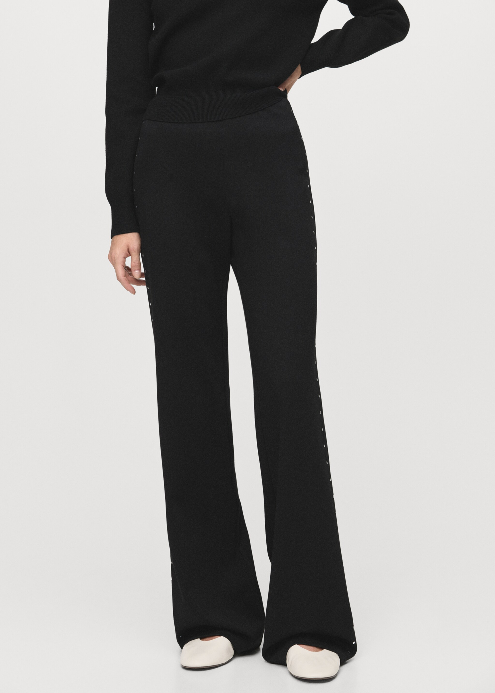 Leggings rectos strass - Plano medio, Negro. Ref: 17055815-00.