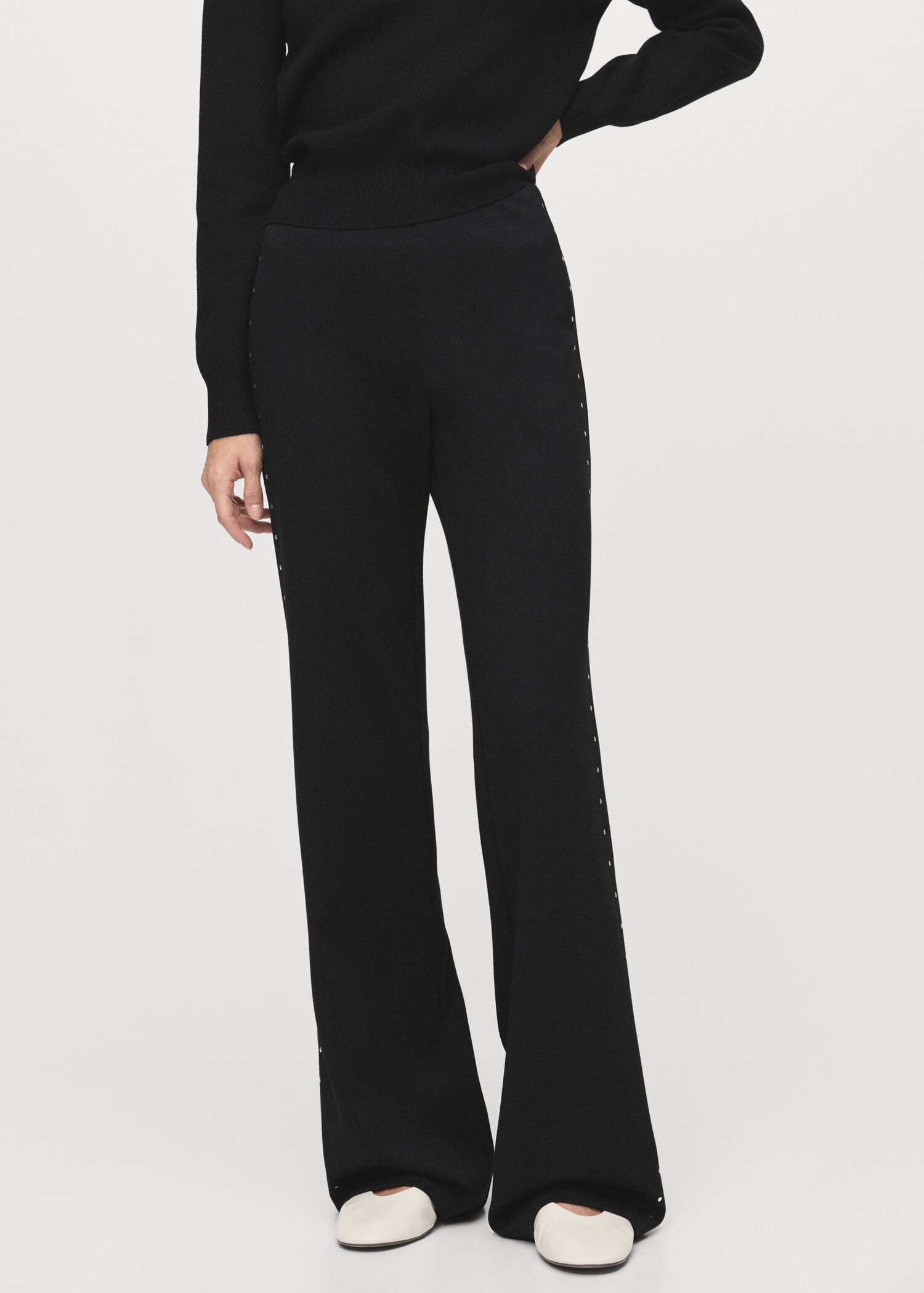 Leggings rectos strass - Plano medio