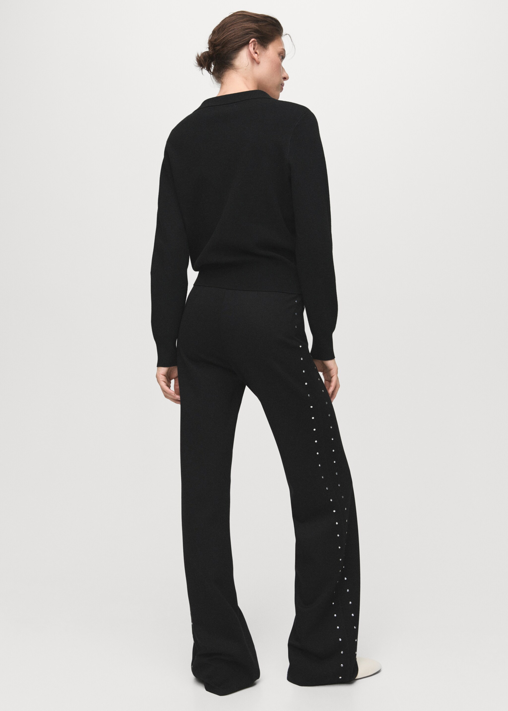 Leggings rectos strass - Reverso del artículo, Negro. Ref: 17055815-00.