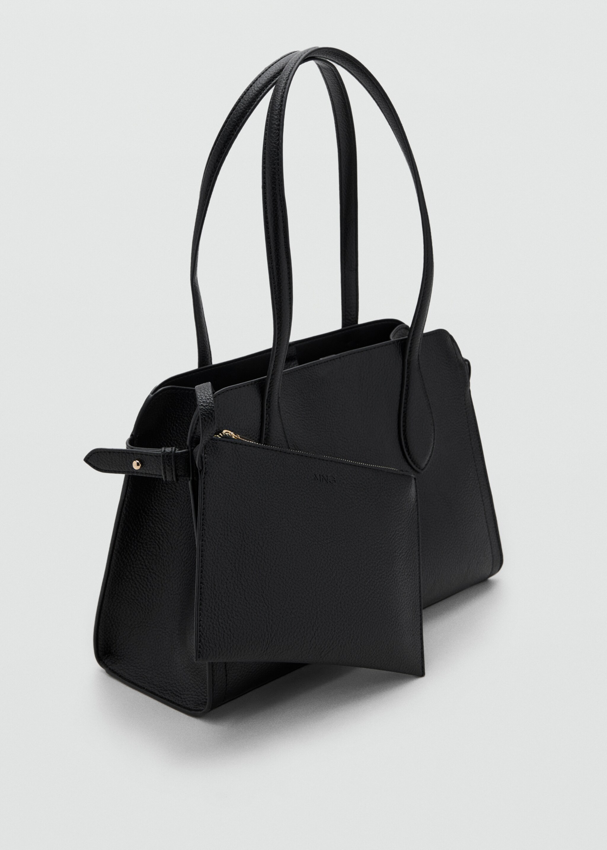 Small bag with pebbled leather effect - Medium plane, Black. Ref: 17055816-00.