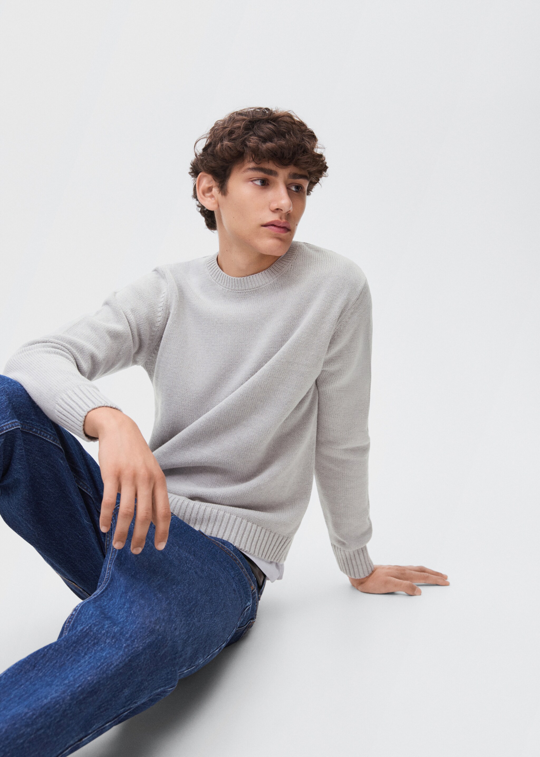 Essential cotton-blend sweater - Details of the article 2, Grey. Ref: 17055818-00.