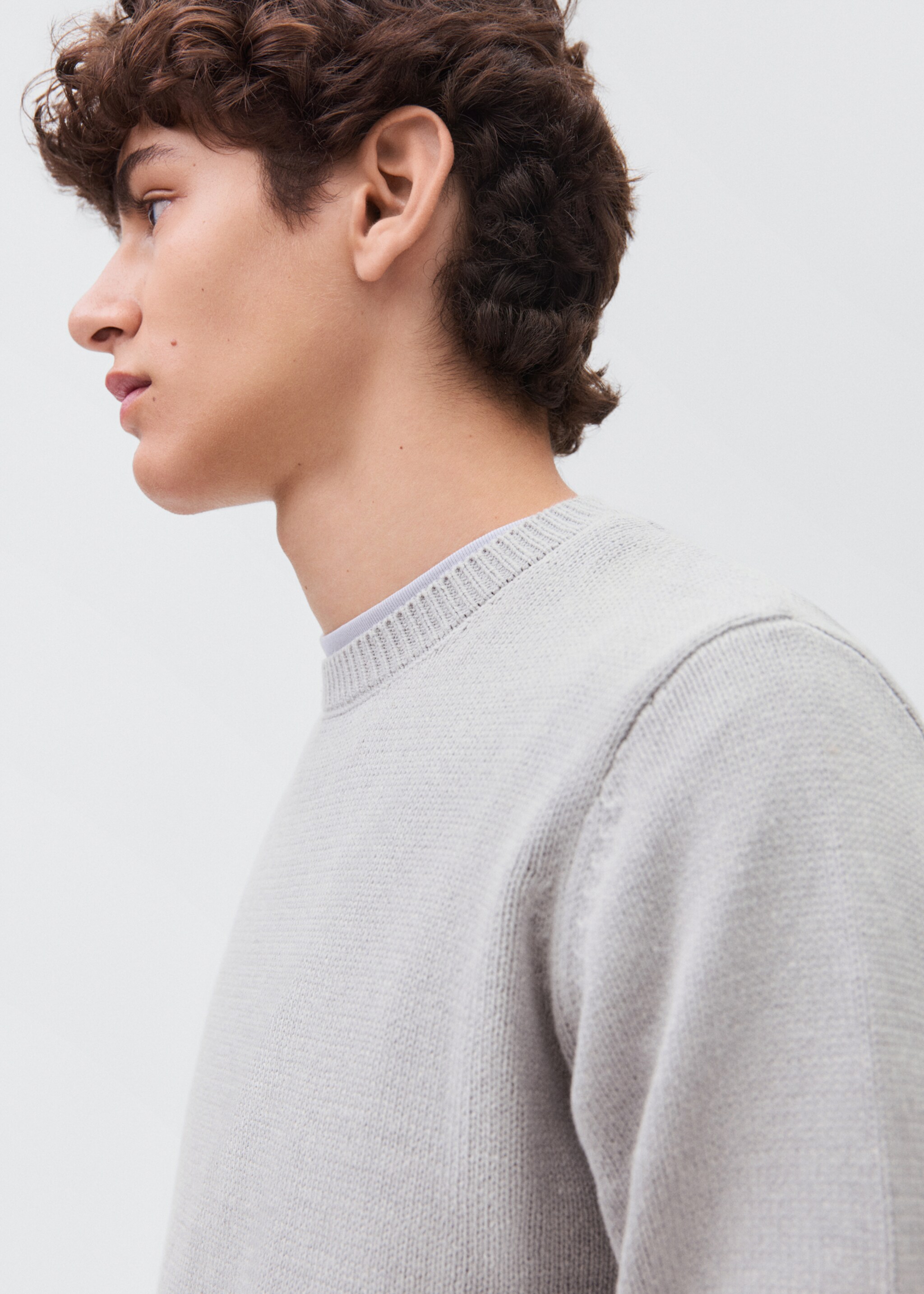 Essential cotton-blend sweater - Details of the article 4, Grey. Ref: 17055818-00.