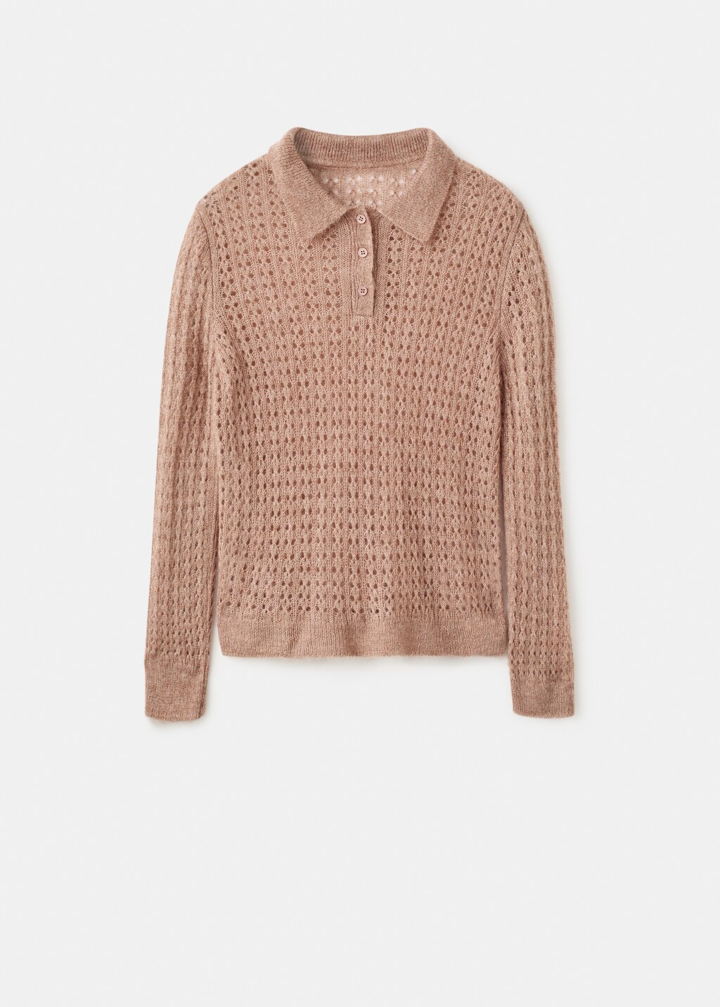 Mango Openwork knitted polo-neck sweater