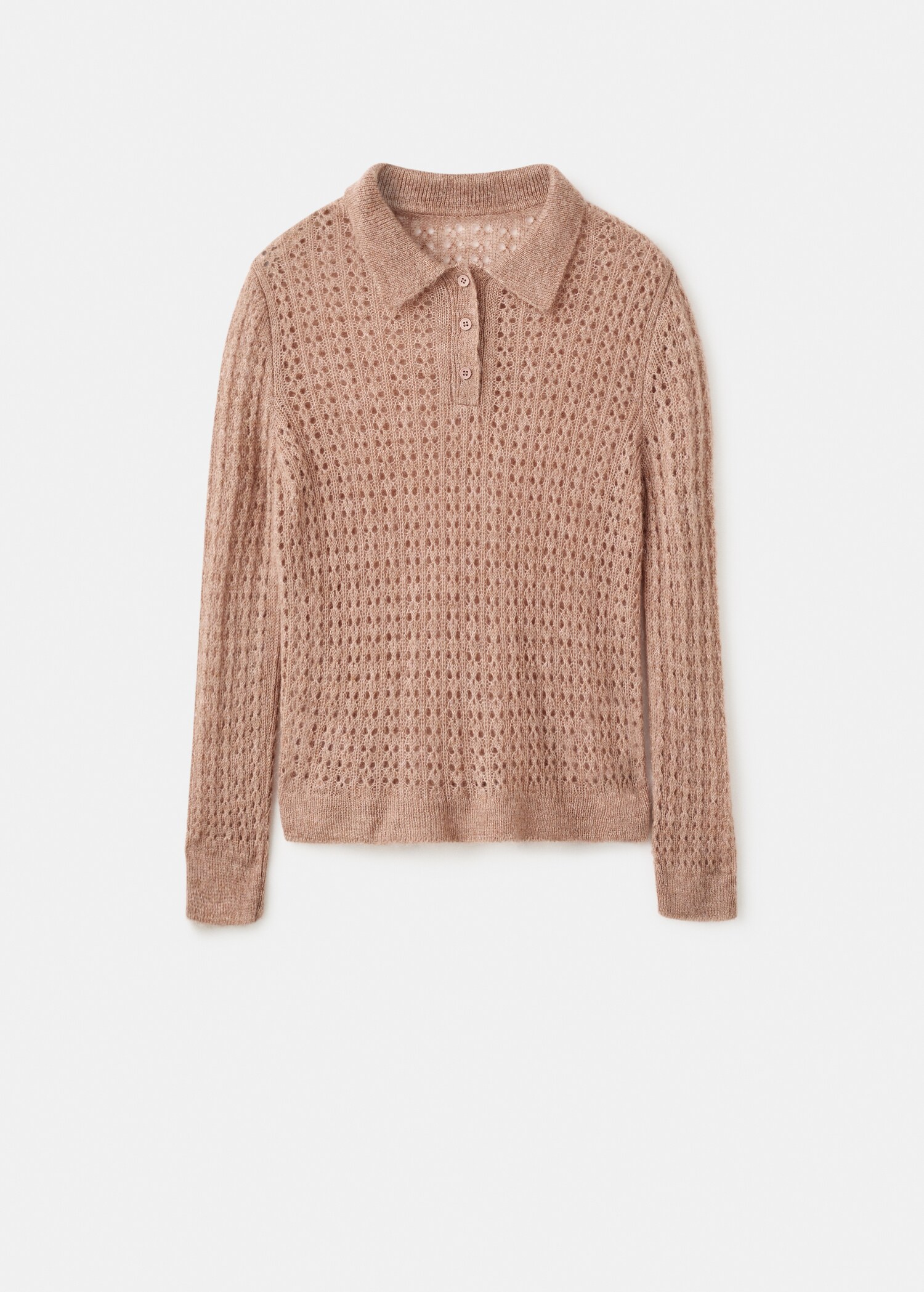 Openwork knitted polo-neck sweater - Article without model