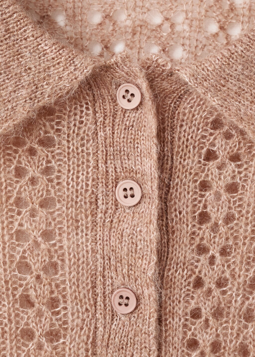 Mango Openwork knitted polo-neck sweater