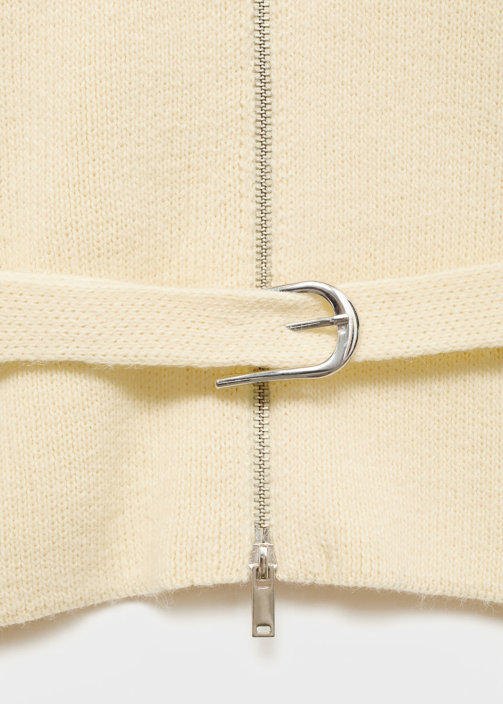 Knitted jacket with belt and buckle