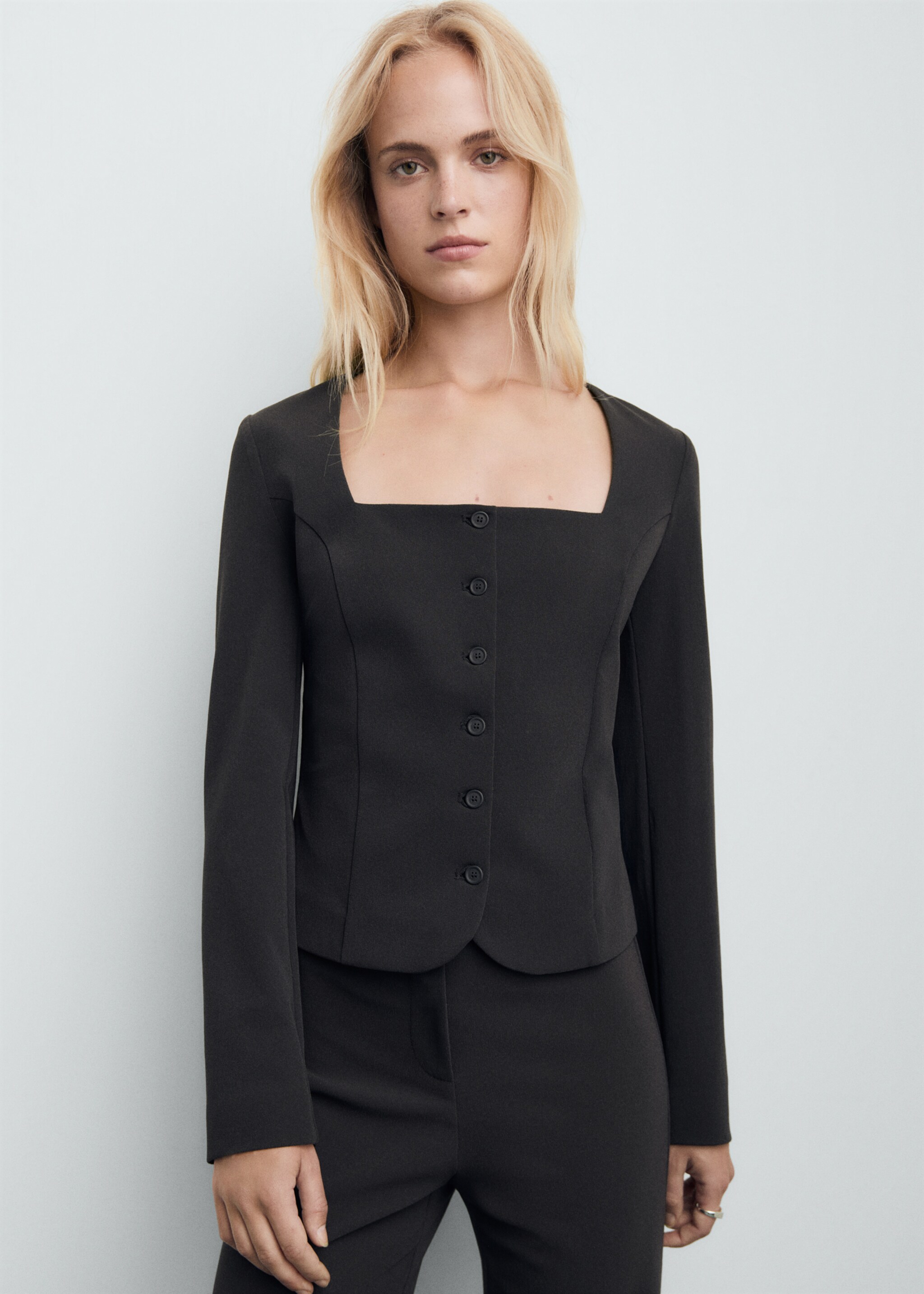 Crop fitted suit blazer - Medium plane, Grey. Ref: 17055827-00.
