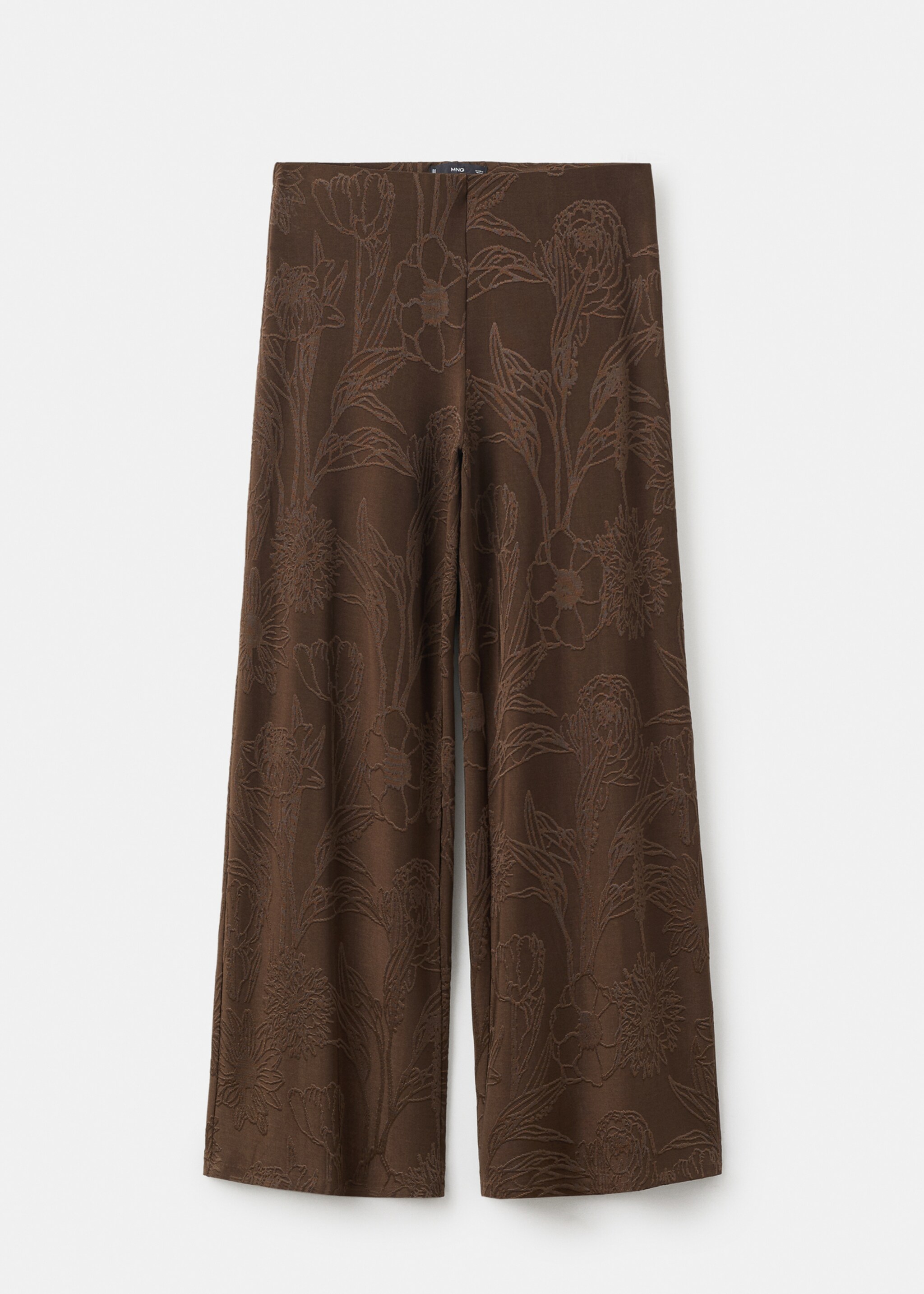 Jacquard floral-print straight trousers - Article without model, Brown. Ref: 17055828-00.