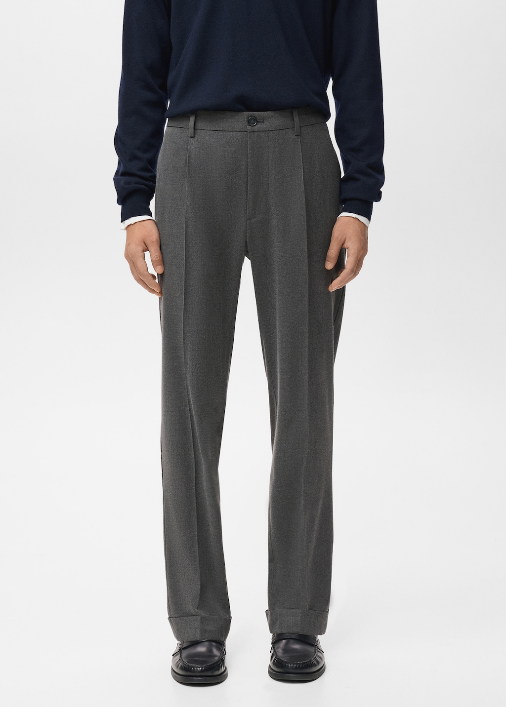 Regular-fit pleated flannel pants