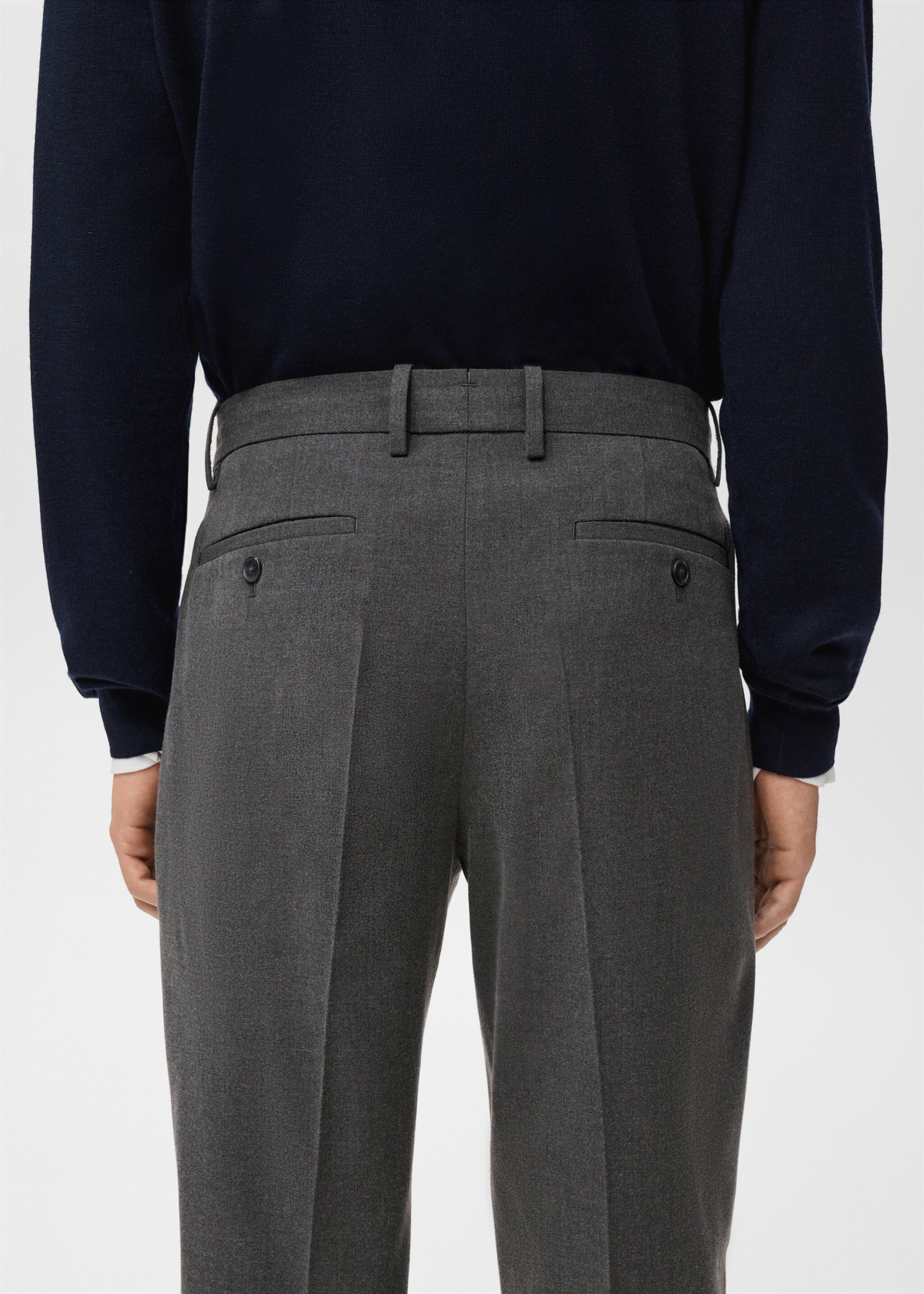 Regular-fit pleated trousers - Details of the article 6, Medium Heather Grey. Ref: 17055968-00.