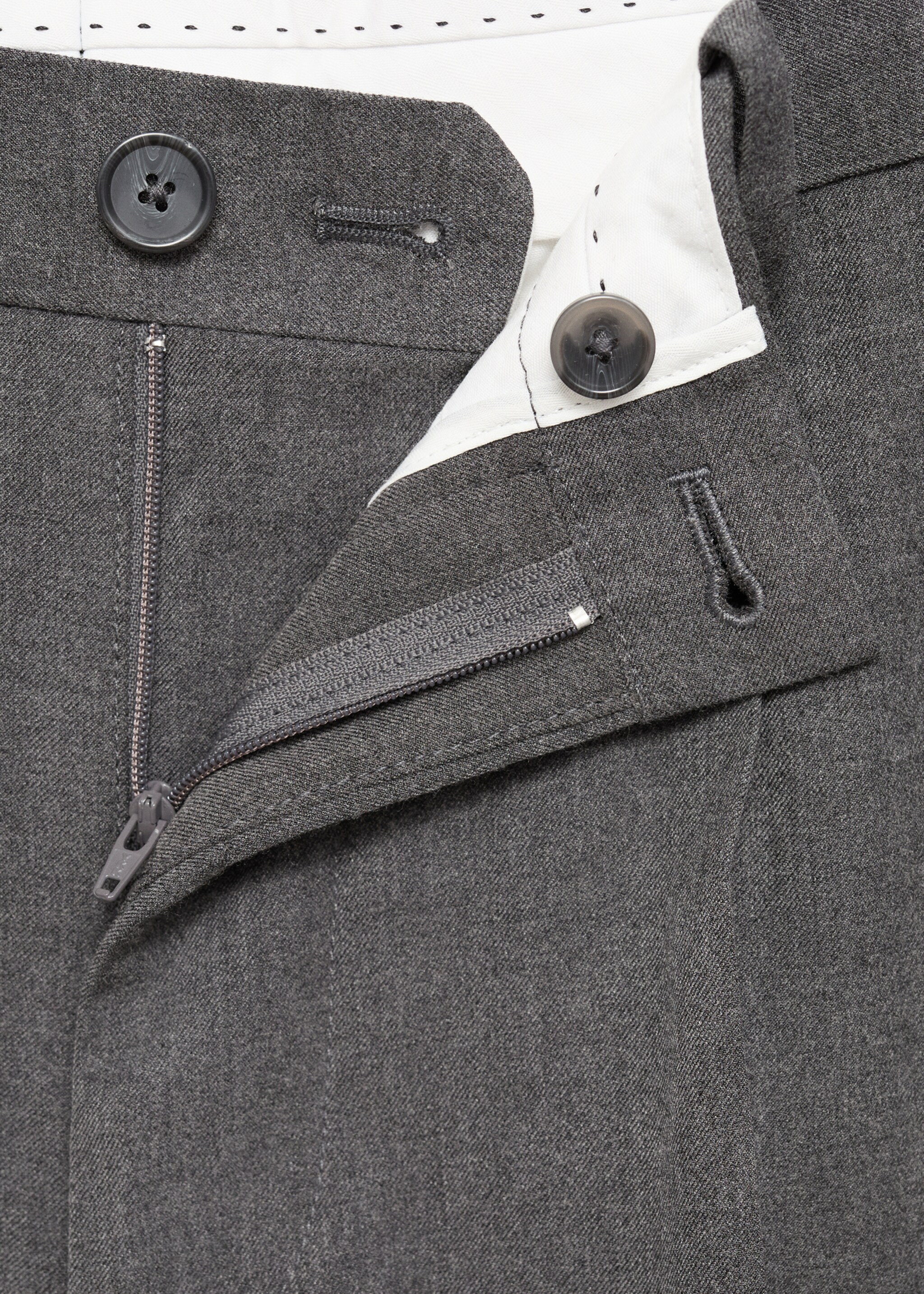 Regular-fit pleated trousers - Details of the article 8, Medium Heather Grey. Ref: 17055968-00.